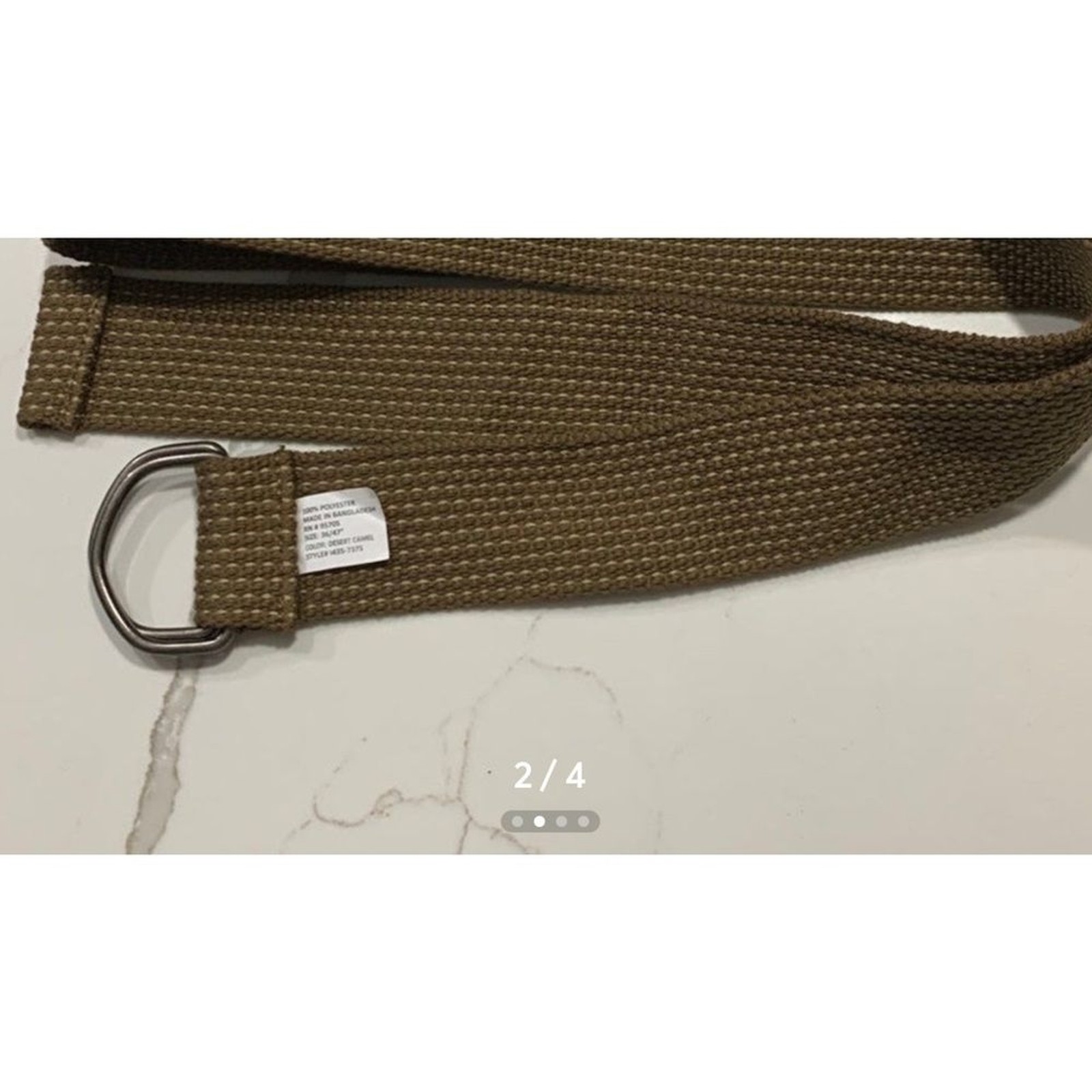 Men’s Weave Canvas Adjustable Belt Silver Hardware Size 36/47”