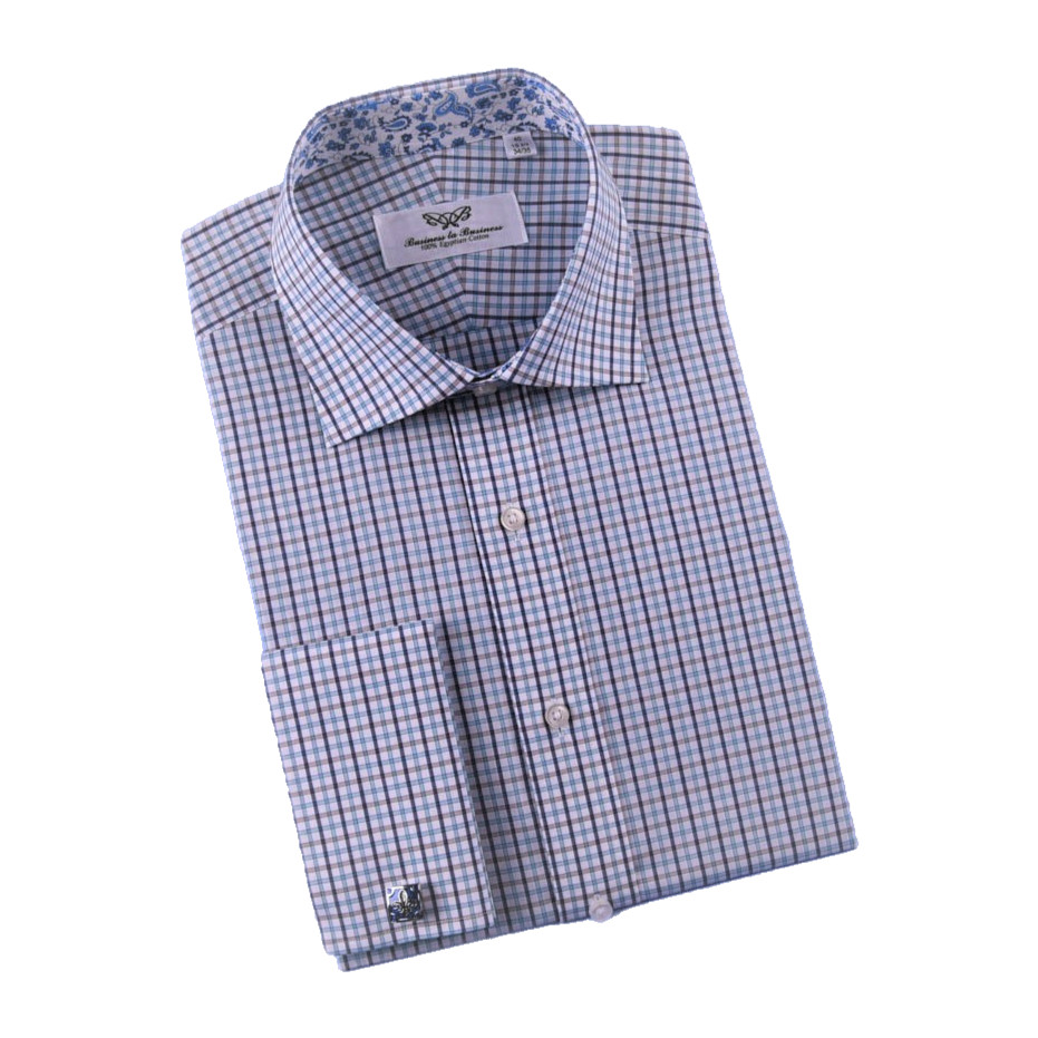 Multi-Colored Green Plaids & Checks Dress Shirt Business Formal Paisley Floral