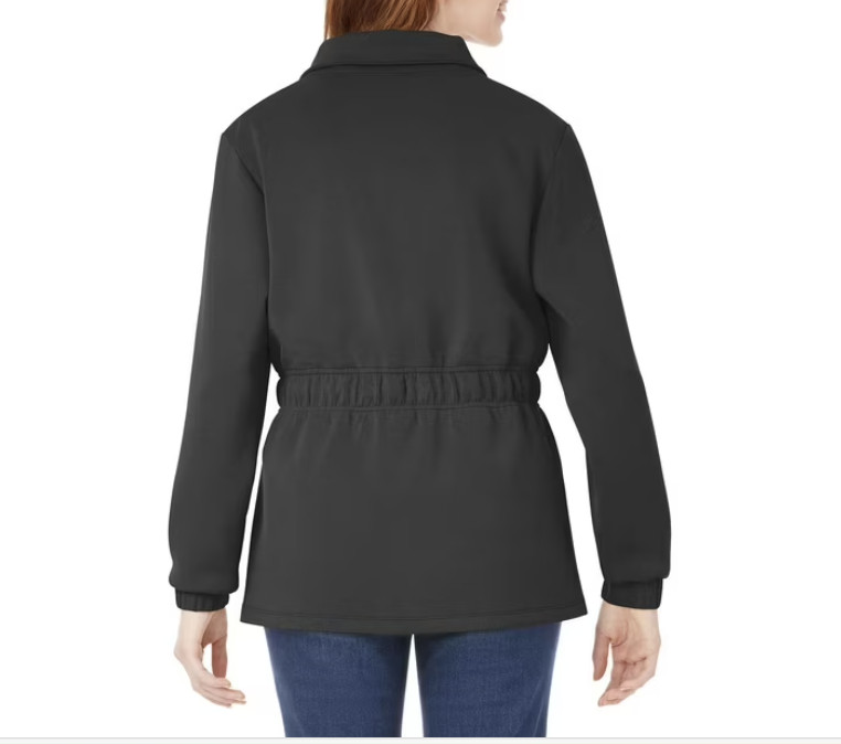 Jacket Black Sandwash Pockets Draw String Waist Women’s XS By Member’s Mark