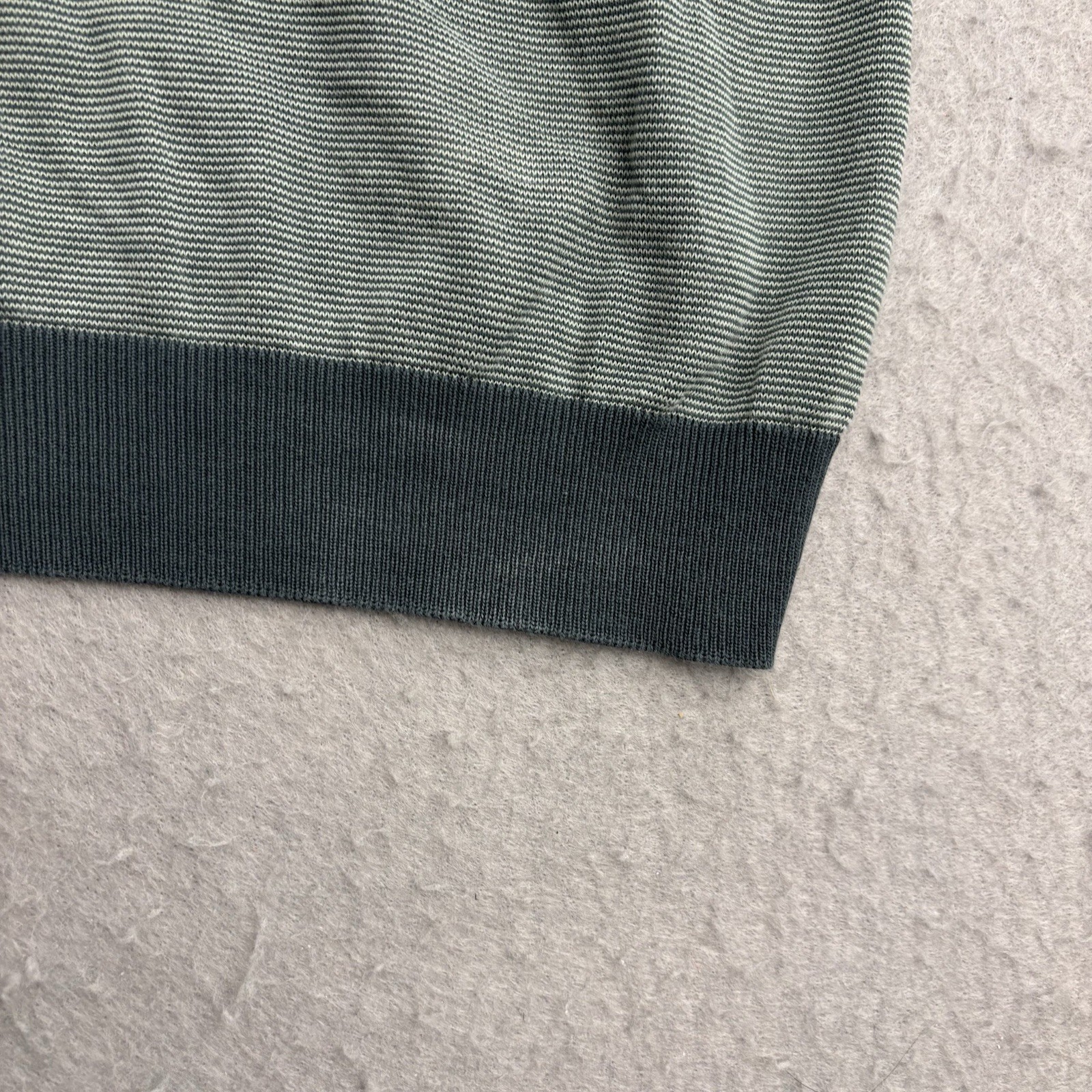 Corneliani Quarter Zip Polo Mens 54 Large Green Cotton Jacquard Pullover Italy