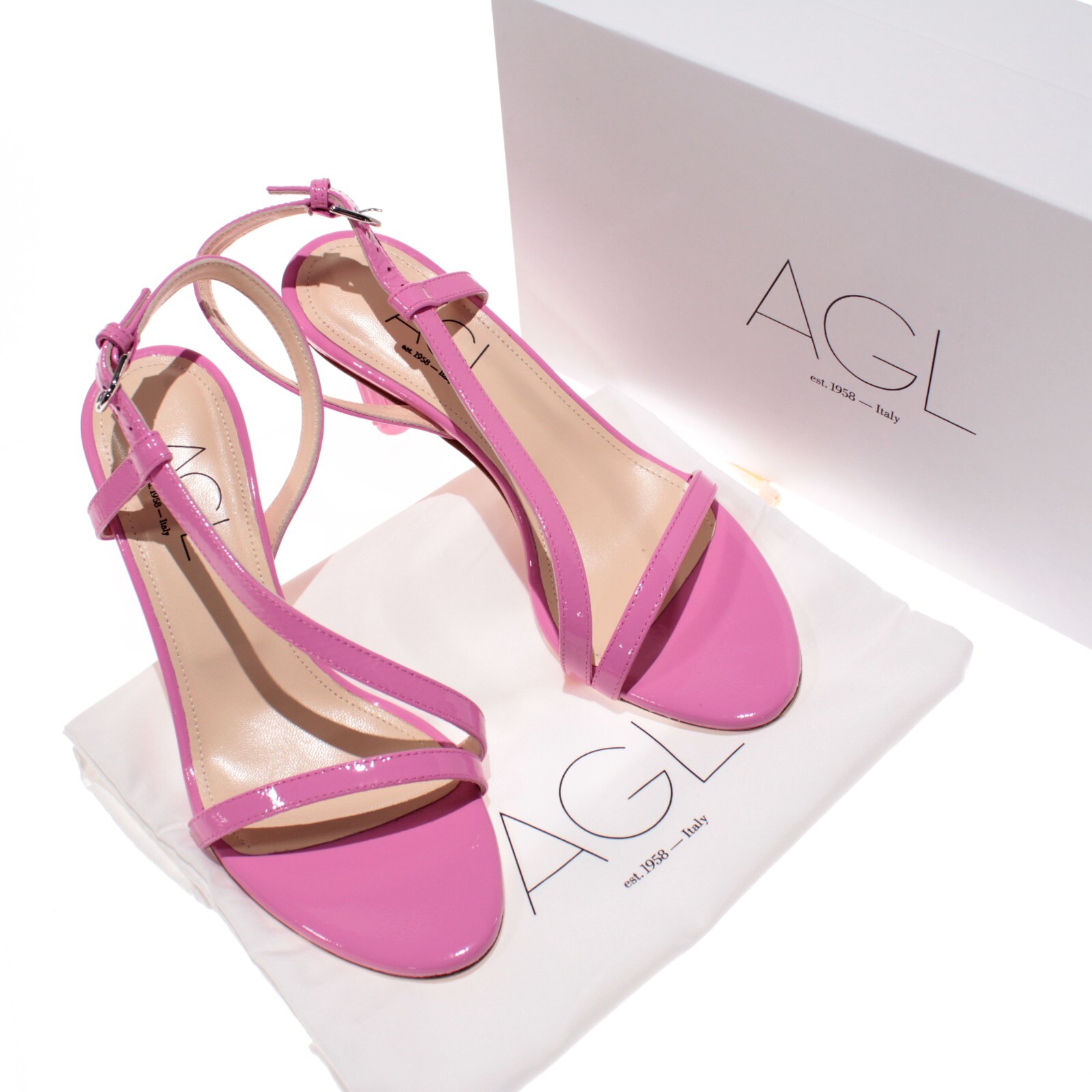AGL NWB Dorica S Easy Heeled Leather Sandals Size 38 US 8 Temptation Pink