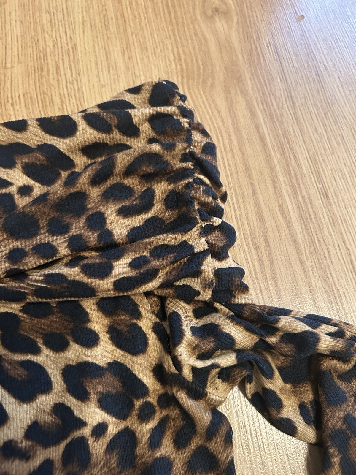 Next Leopard Print Bardot Off The Shoulder Long Sleeve Top Brown Black Size M
