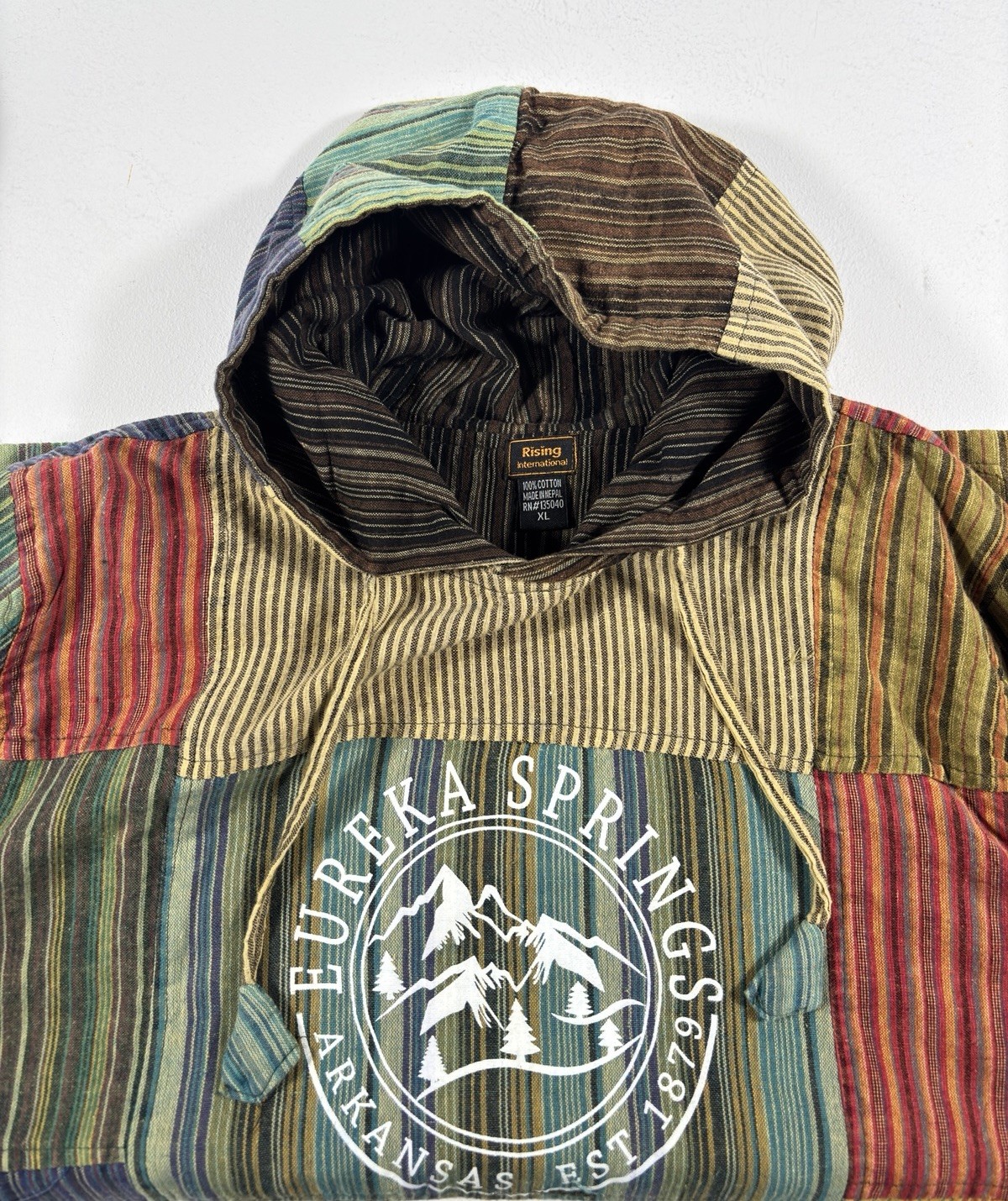 Like International Patchwork Hoodie Boho Hippie Festival Nepal XL Cotton Tassel