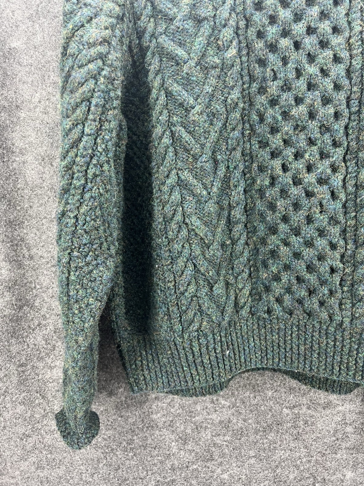 Athena Designs Sweater Wool Fisherman Irish Handknit Made In Ireland – Green