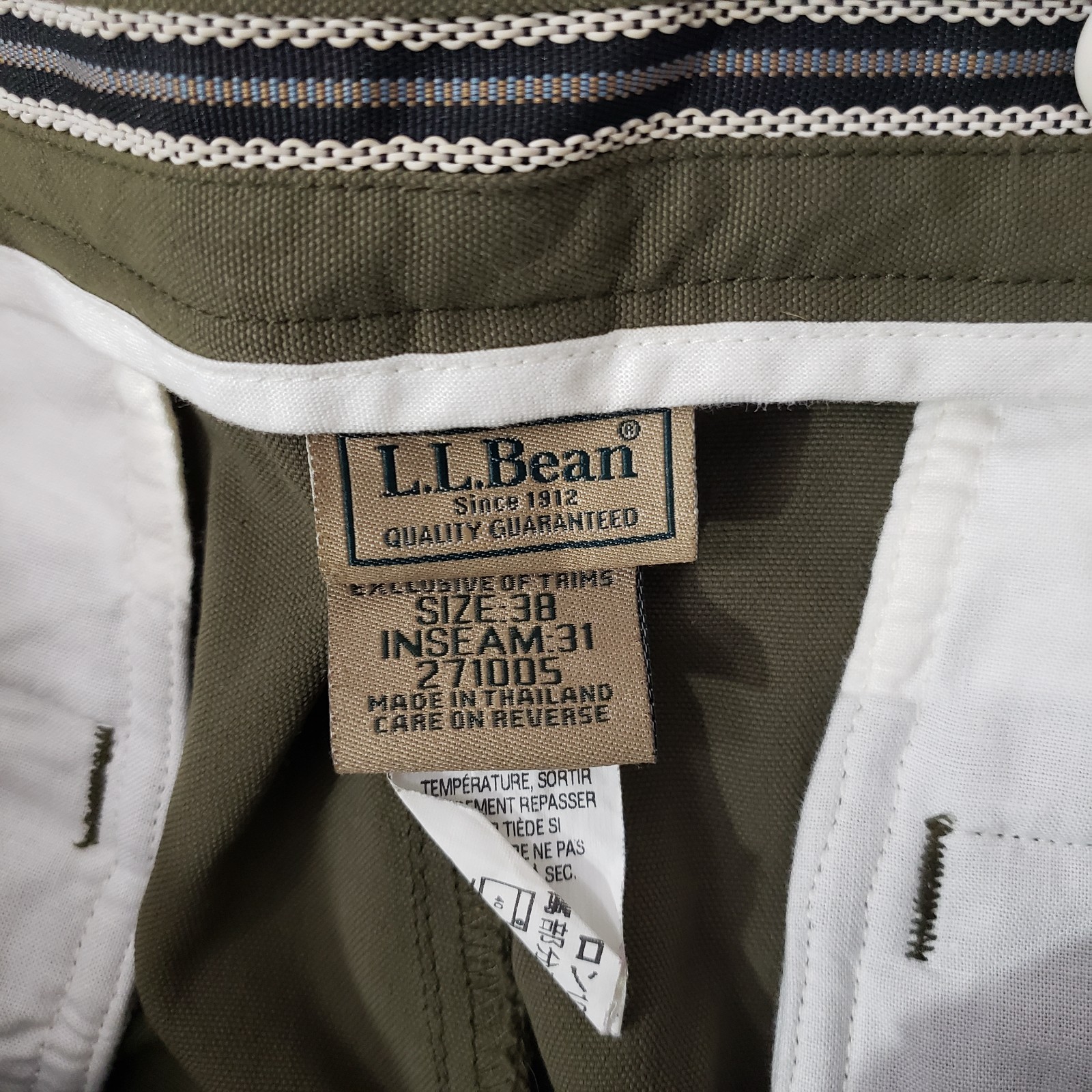 LL Bean Upland Briar Double Knee Brush Pants Men’s 38×31 Olive Green Nylon