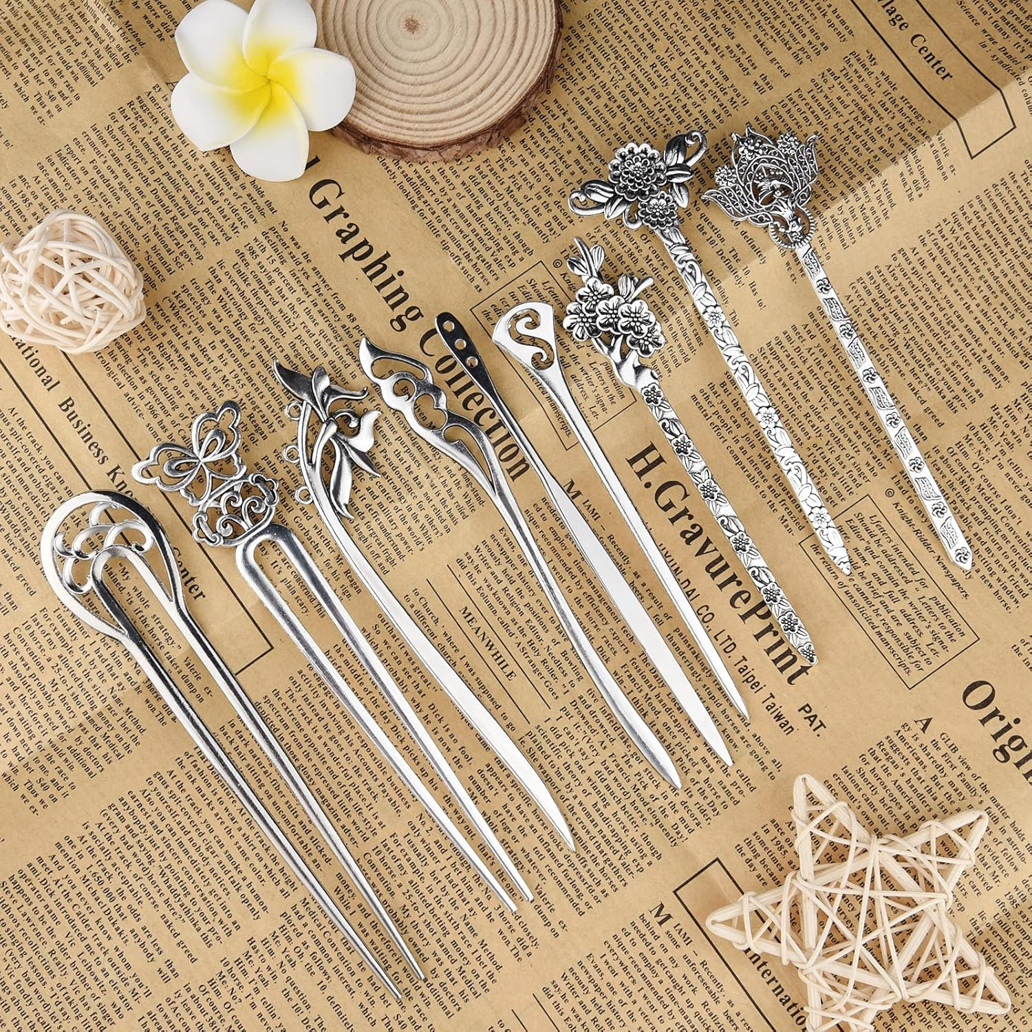 TUPARKA 18 PCS Silver Hair Sticks Vintage Hair Pins Chinese Women Hair Chopstick