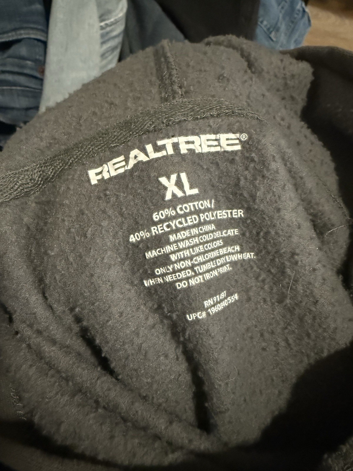 Real Tree Men’s Fleece Pullover Hoodie in Charcoal Gray Orange Size XL