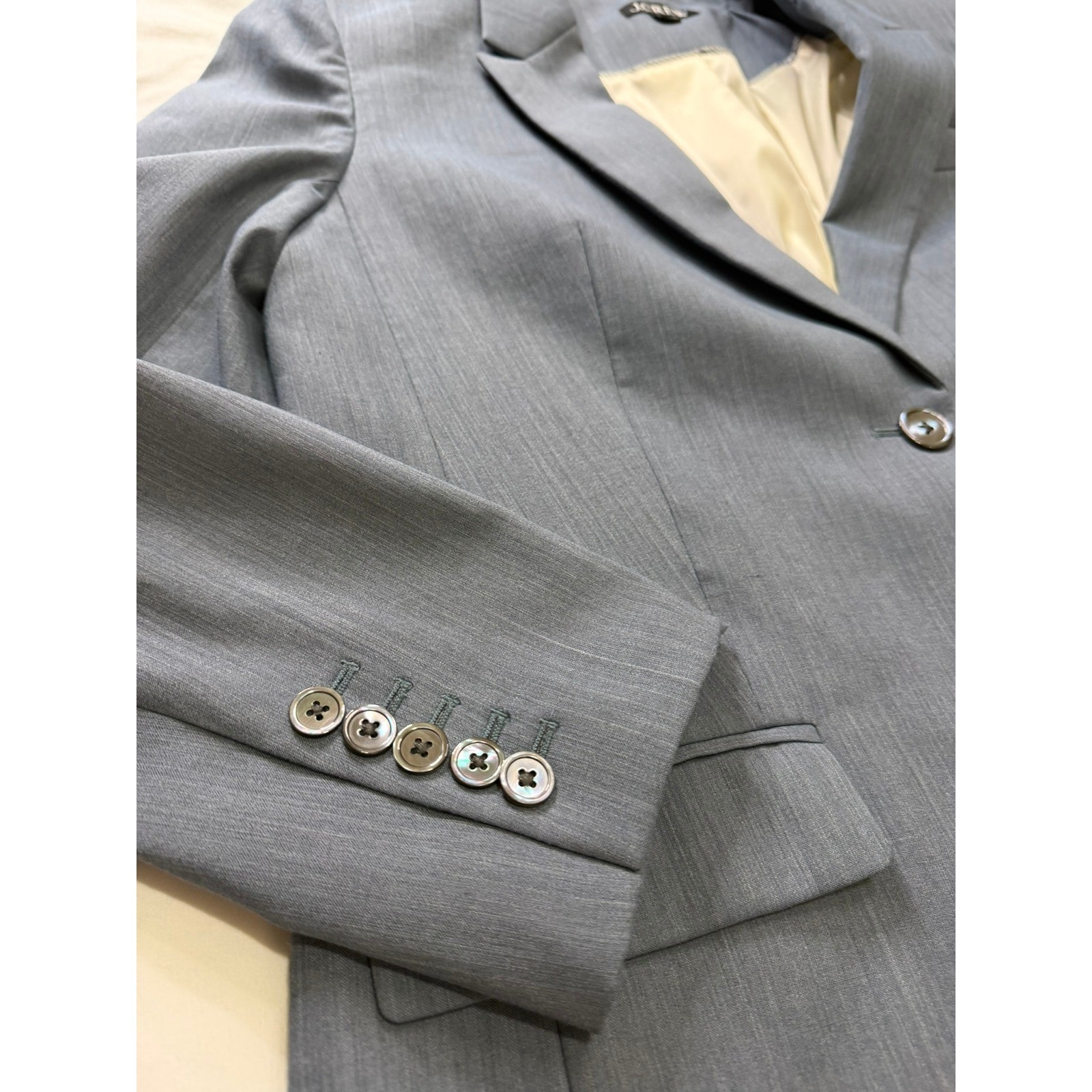 JCrew Mario Bellucci Italian Wool Blend Blazer Jacket Blue Grey Womens Size 8