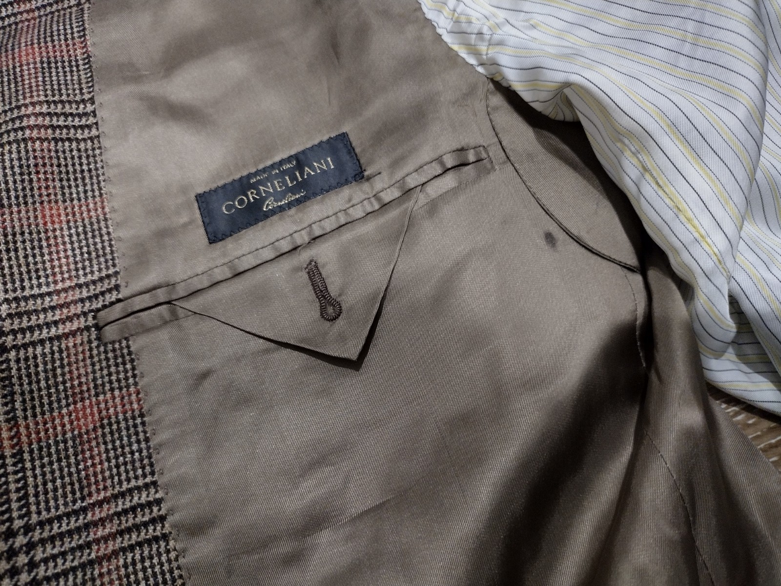 Corneliani Sport Coat 42R Brown Windowpane Check Wool Mohair Cashmere