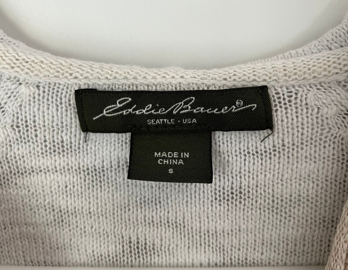 Eddie Bauer Women’s Small White/Tan Zip 3/4 Sleeve Cardigan w/ Hood & Pockets