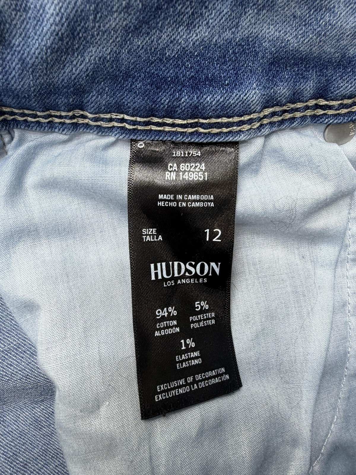 Hudson Jeans Womens 35×28.5 Blue Medium Wash Straight Stretch Denim Tag 12