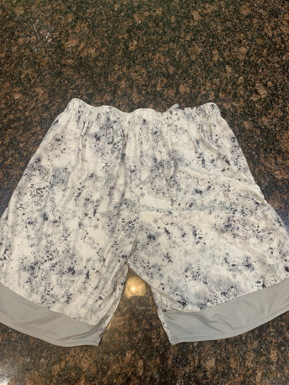 All Athletic Works Men’s Athletic Shorts Marbled White/Gray M 32-34 Drawstring