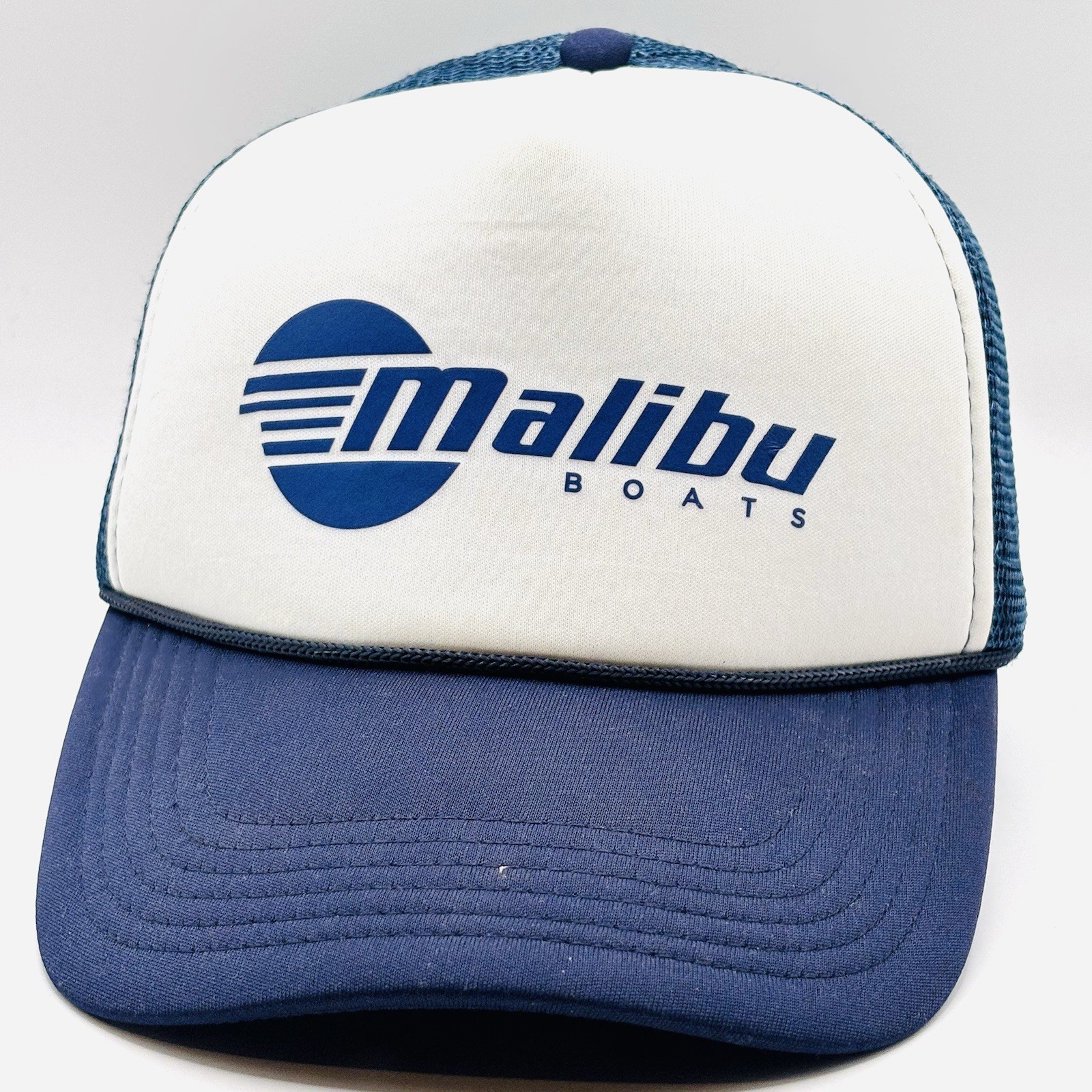 Malibu Boats Trucker Hat Blue White Mesh Snapback Cap Boating Nautical Boating