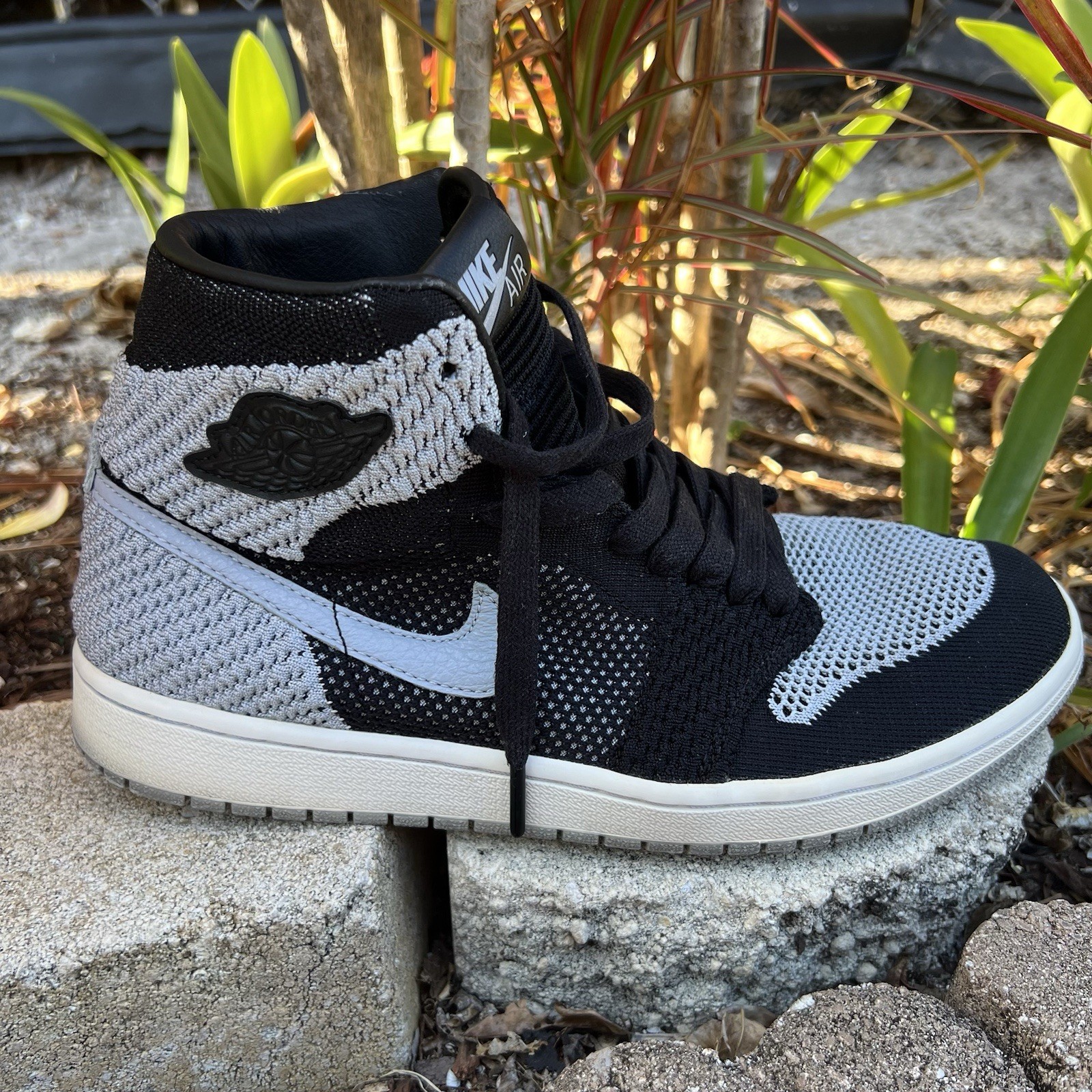 Nike Air Jordan 1 Retro High Flyknit Shadow Black Grey White Size 10 919704 003