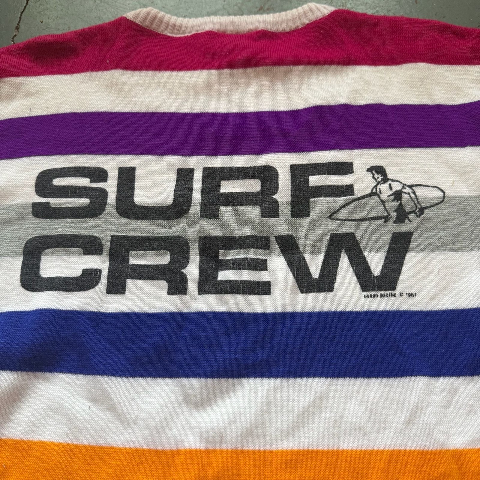 Vtg 1987 OCEAN PACIFIC Surf Crew Striped Sweater Medium M