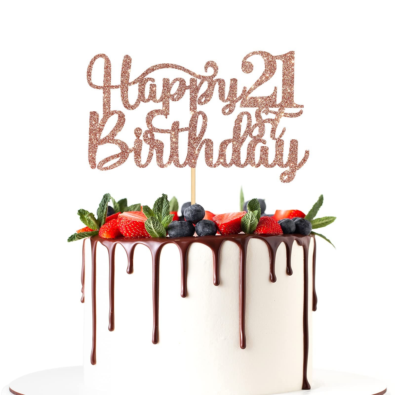 Happy 21st Birthday Cake Topper, 21st Birthday/Anniversary Party Supplies, Ch…