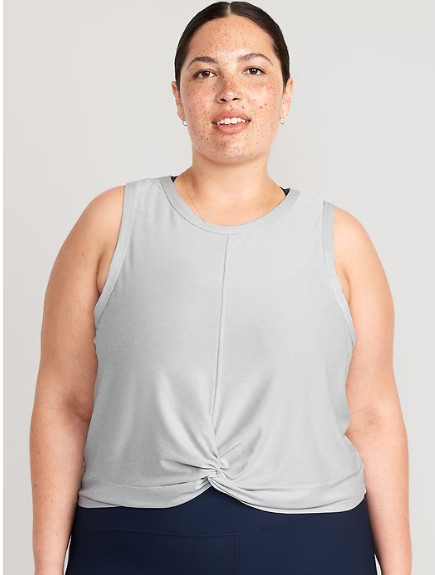 Old Navy Womens Cloud 94 Soft Twist-Front Crop Top Gray Multisize NWT