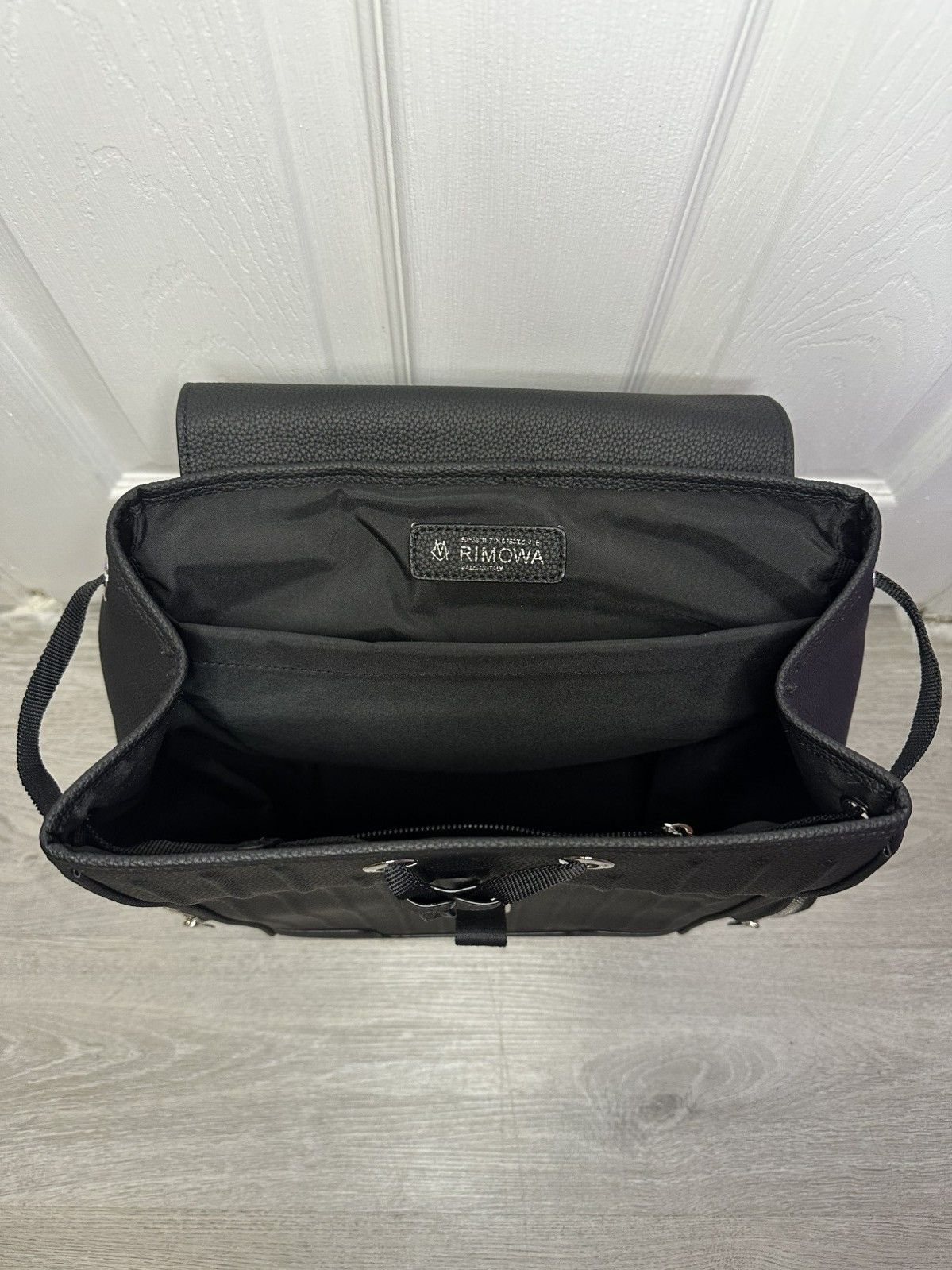 RIMOWA Never Still Leather Flap Black Backpack