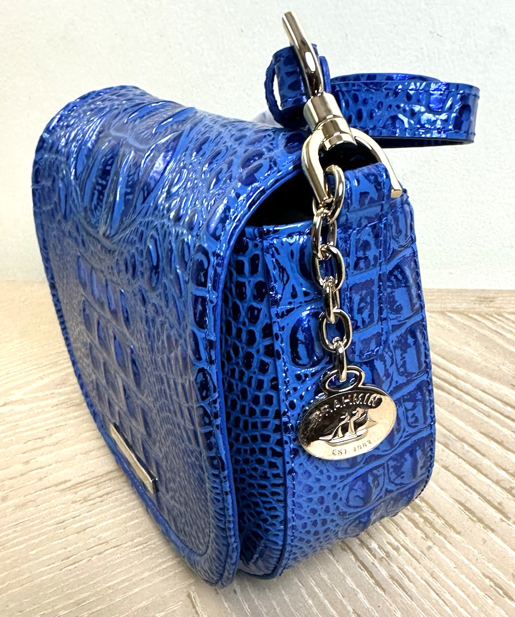 NWT BRAHMIN BRIAR COBALT POTION BLUE METALLIC LEATHER CROSSBODY SMALL HANDBAG