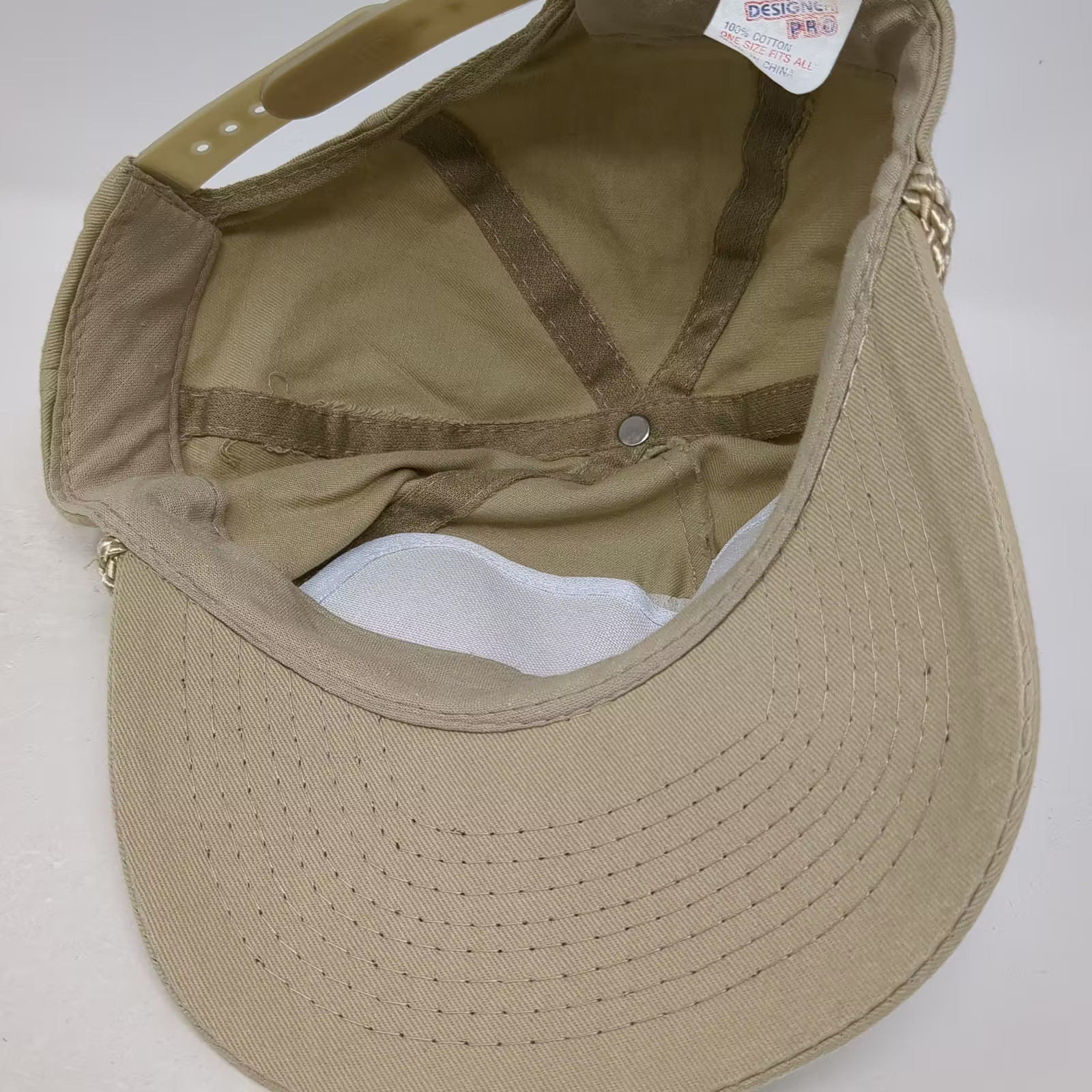Designer Pro 5 Panel Beige Snapback Hat One Size Fishing Humor Rope Adjustable