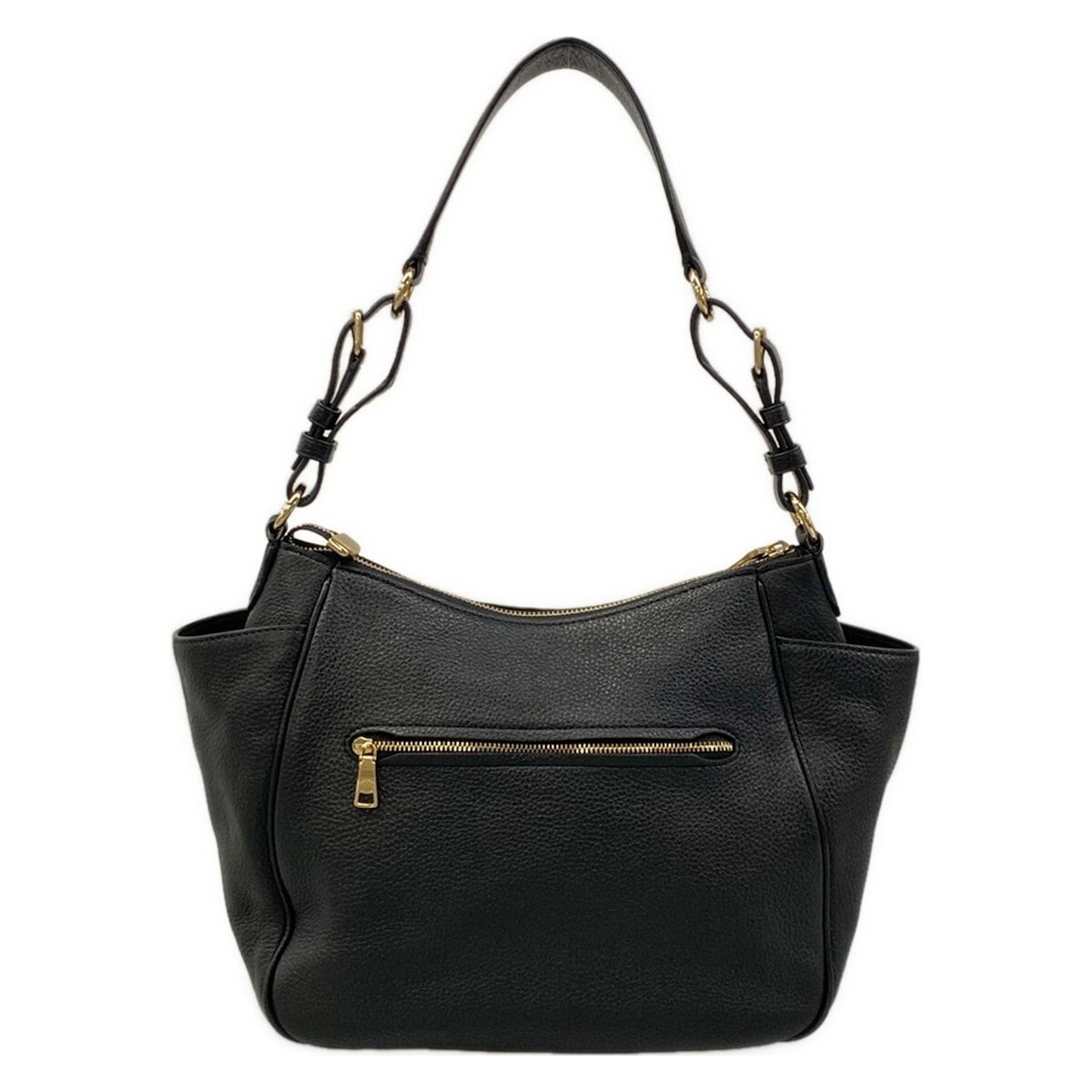 COACH Rorie Black Leather Shoulder Bag C2853 Gold Hardware From Japan Auth