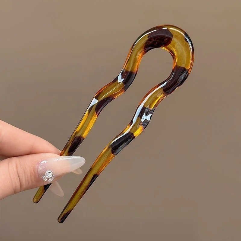 U-Shaped Hair Fork Tortoiseshell Acetate Acrylic Hairpin Fashion Hair Stick