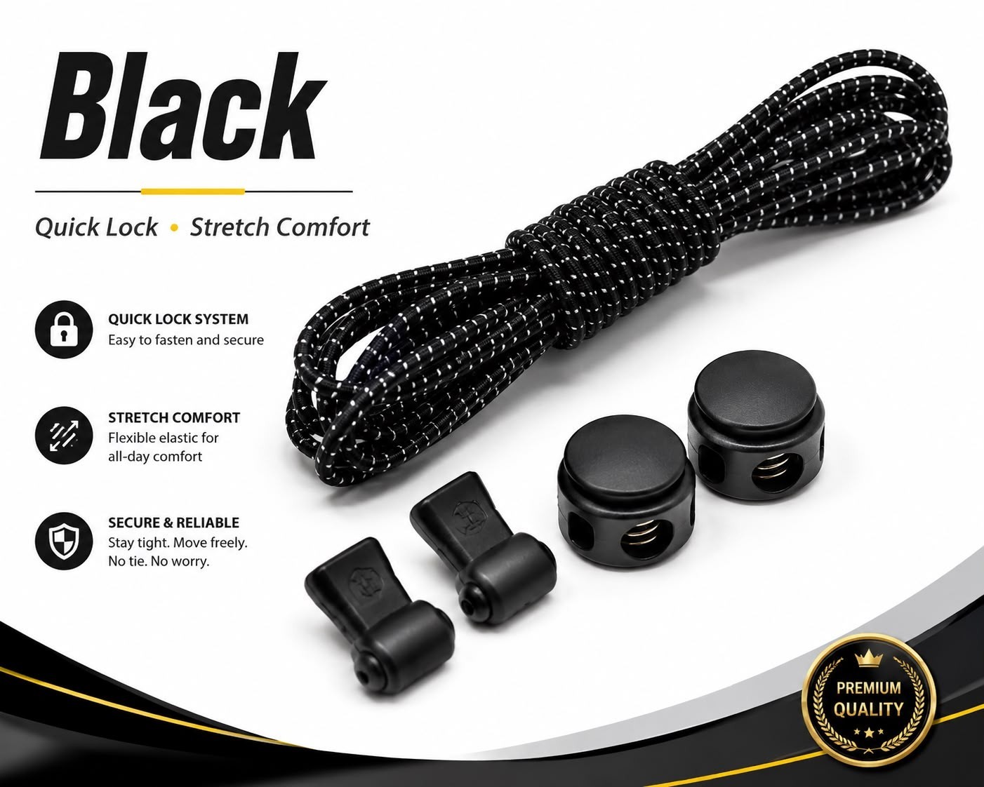 No Tie Elastic Shoe Laces Lock Stretch Sneakers Running Shoes Quick Lace System