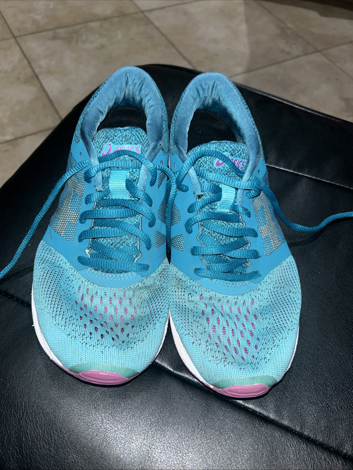 Asics Shoes Road Hawk Ff Running Sneakers Blue Lace Up Low Top T7D7N Womens 8