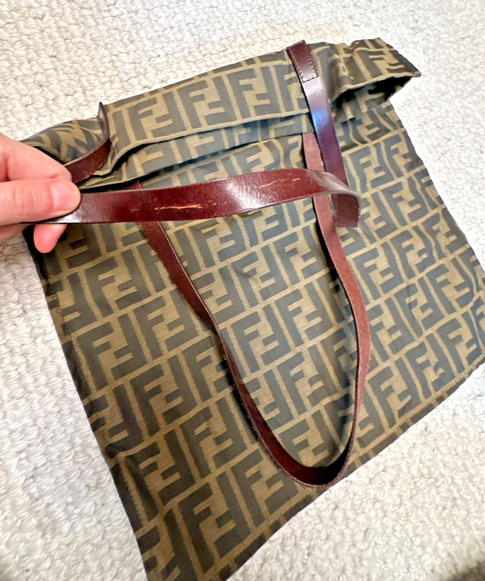 Fendi Vintage Zucca FF Logo Canvas Vertical Tote Bag