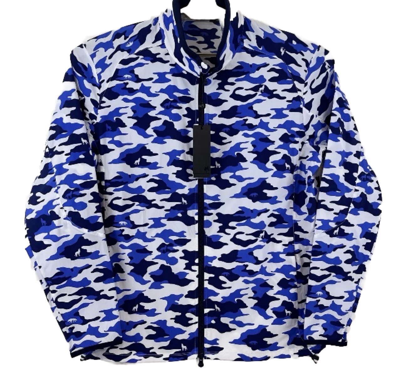 Greyson Trailwolf Golf Jacket Large Cobalt Blue Camo Full Zip Windbreaker Shell