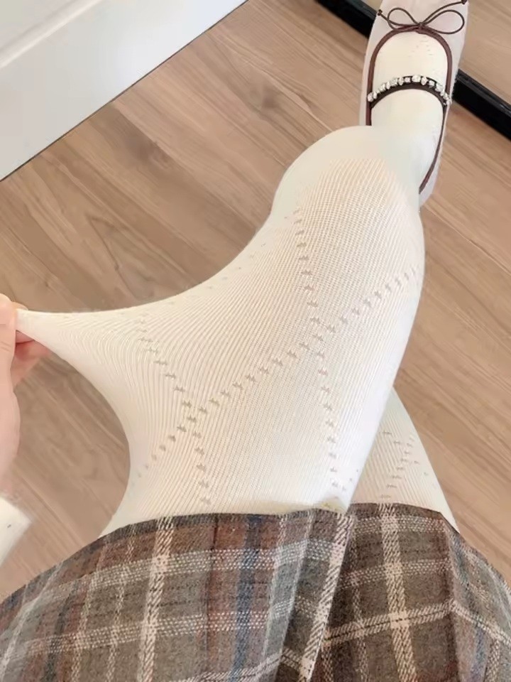 WOMEN’S DIAMOND LATTICE OUTLINE KNIT TIGHTS JACQUARD PATTERN OPAQUE PANTYHOSE