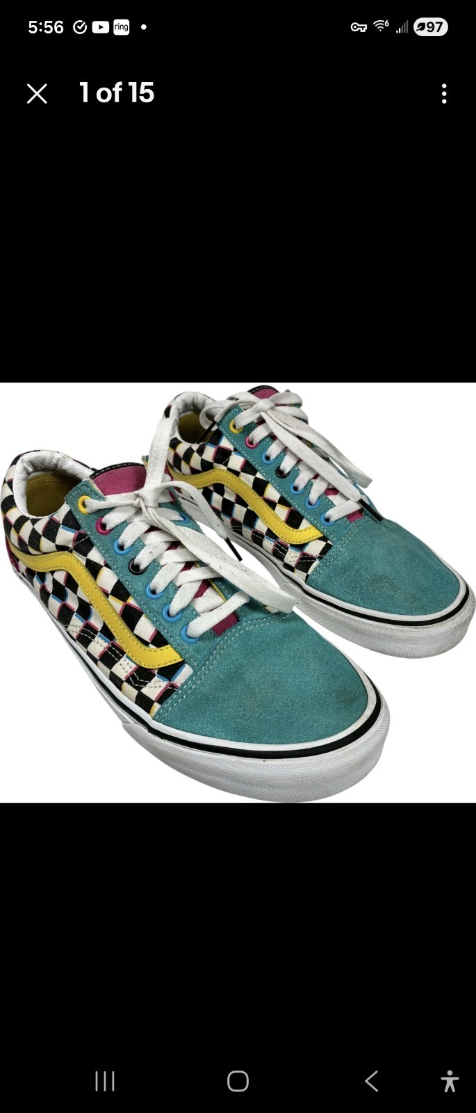 Van’s Old Skool Crazy Checks Suede Canvas Skateboard Sneakers mens size 11