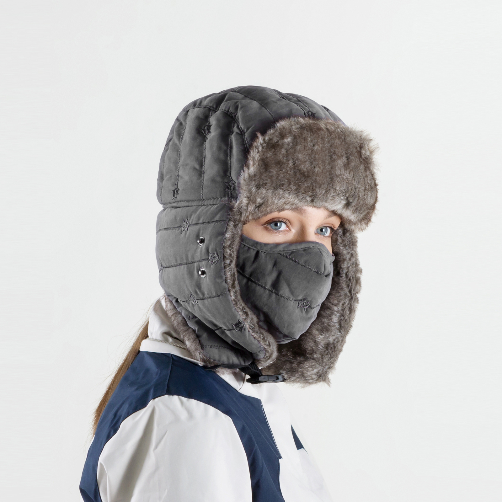 Winter Ear Flap Thermal Hat Fur Warm Snow Ski Cap Hat Face Mask for Cold Weather
