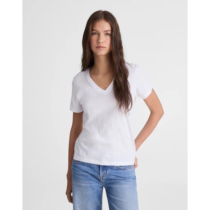 NWT Madewell The Easy V-Neck Tee in Soft Slub White Small