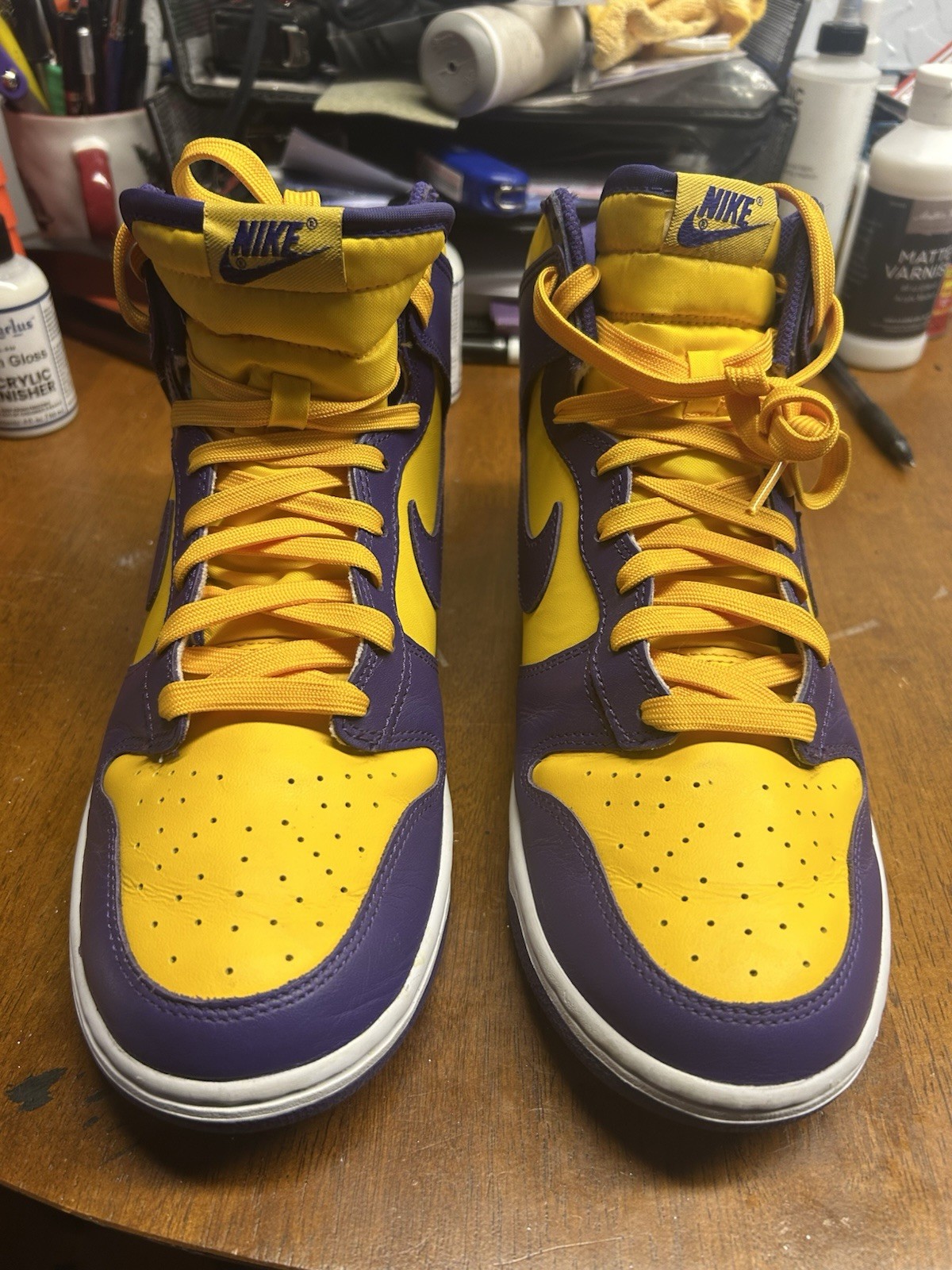Custom Nike Dunk High Retro Lakers Kobe Bryant Mamba Sz 11 Purple Gold DD1399-50