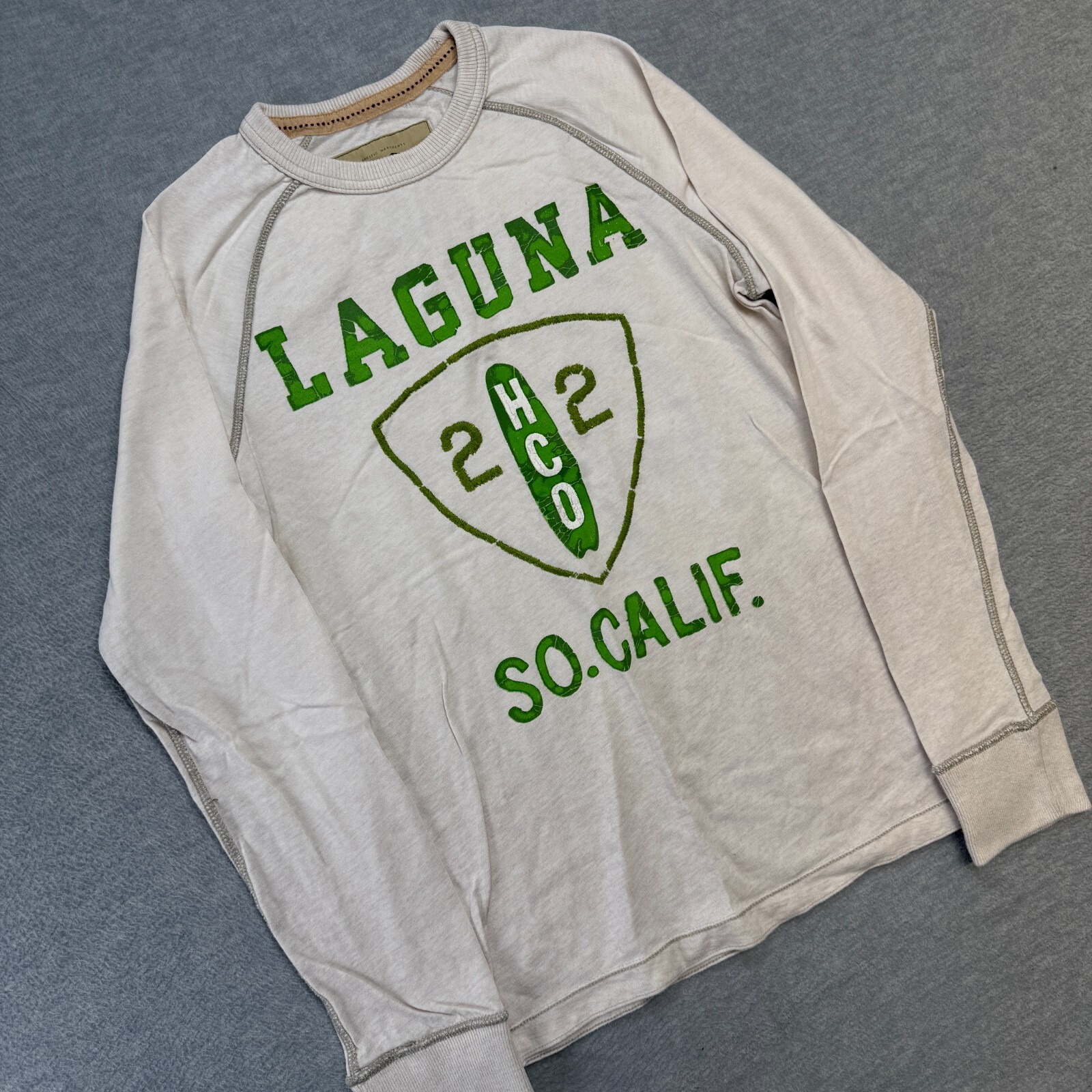 Hollister Shirt Adult Small Beige Knit Long Sleeve Laguna Beach Cali Suf Y2K