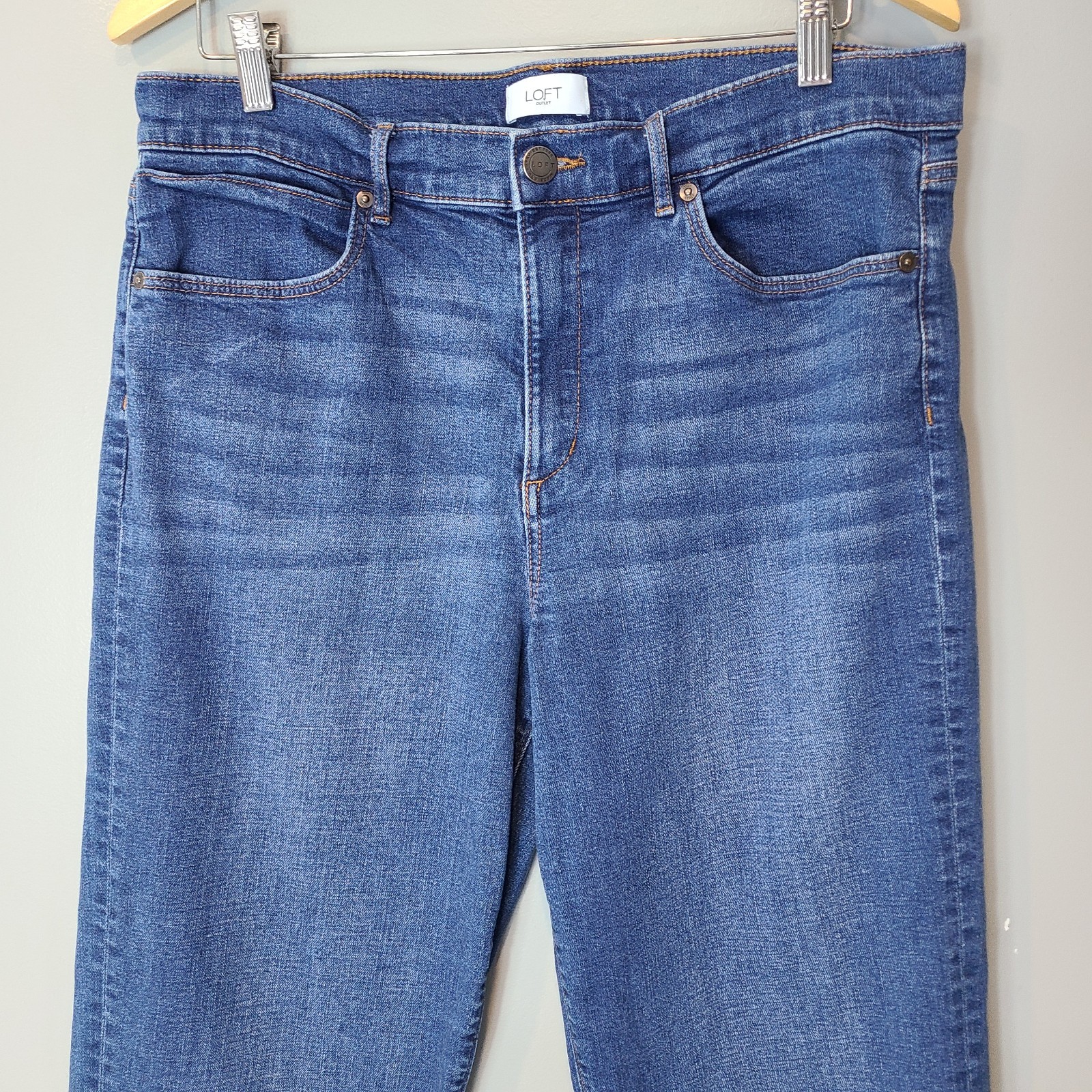 Loft Women Jeans 32/14 Blue Denim Stretch High Rise Straight Leg Casual Blue