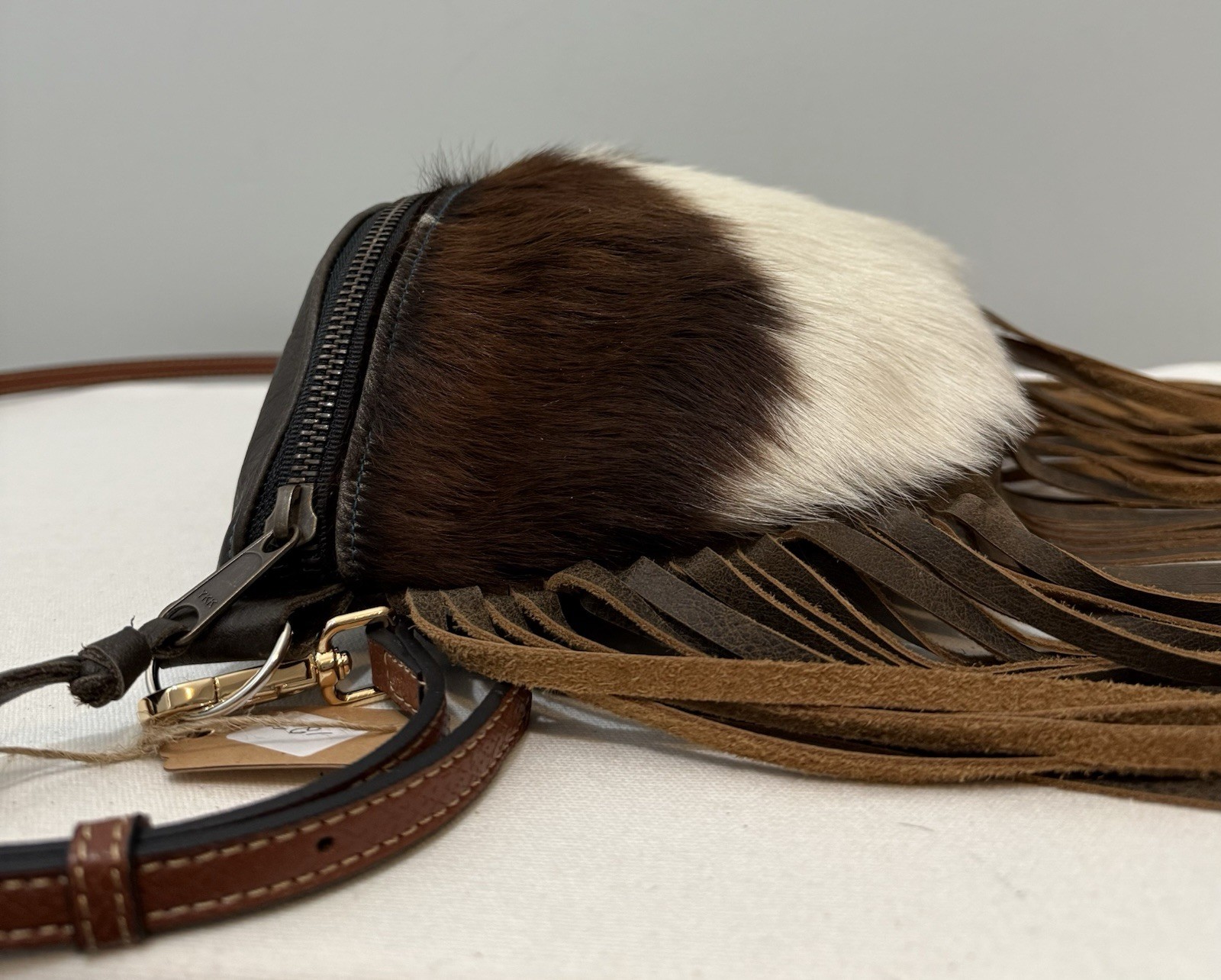 Hair On Hide Crossbody Bag Cowhide Leather Brown White Western Shoulder Purse