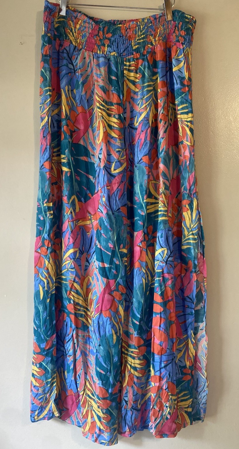 Kona Sol Light Flowy Boho Pants, Cover Up, Beach, Pool, Tropical, Size L