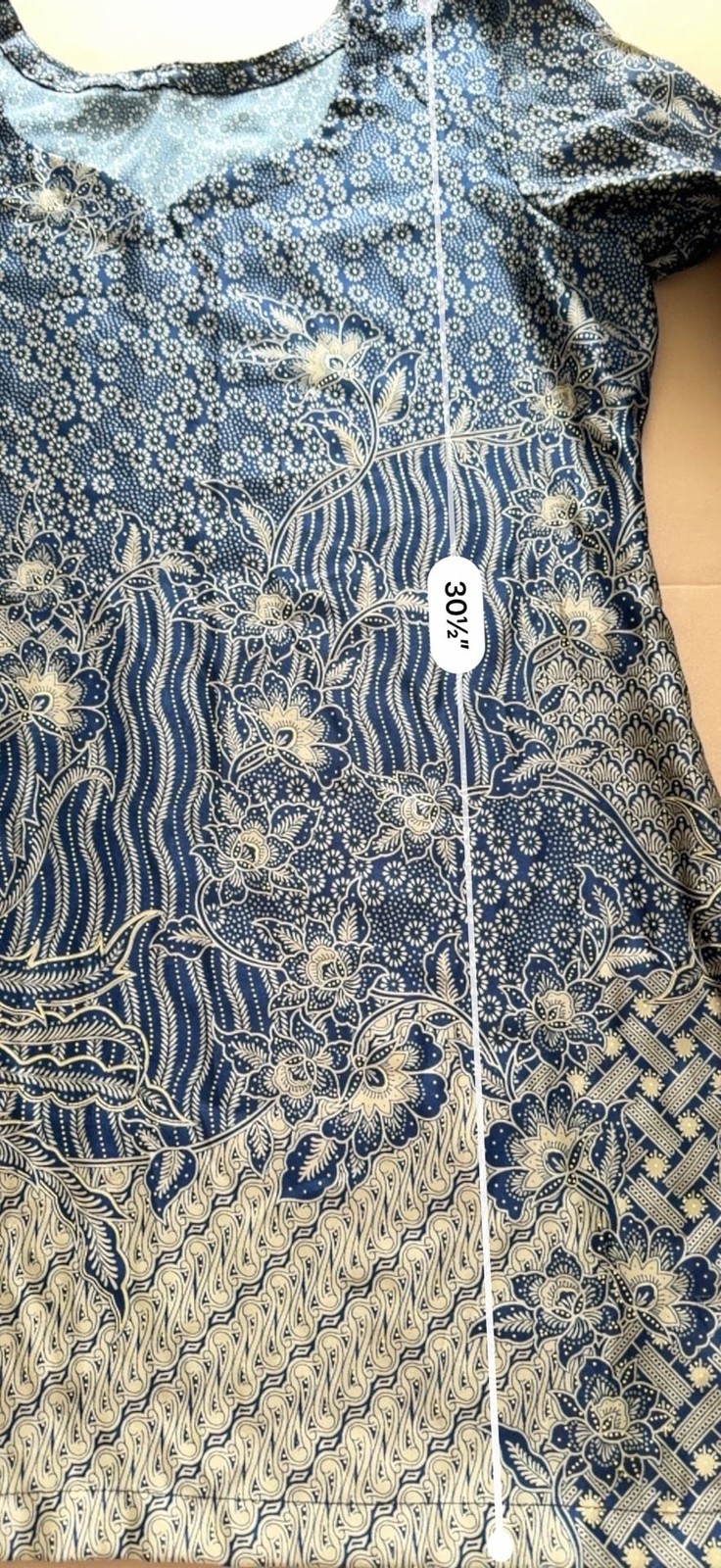 Mido Batik Halus Pure Linen Silk V-Neck Tunic Top
