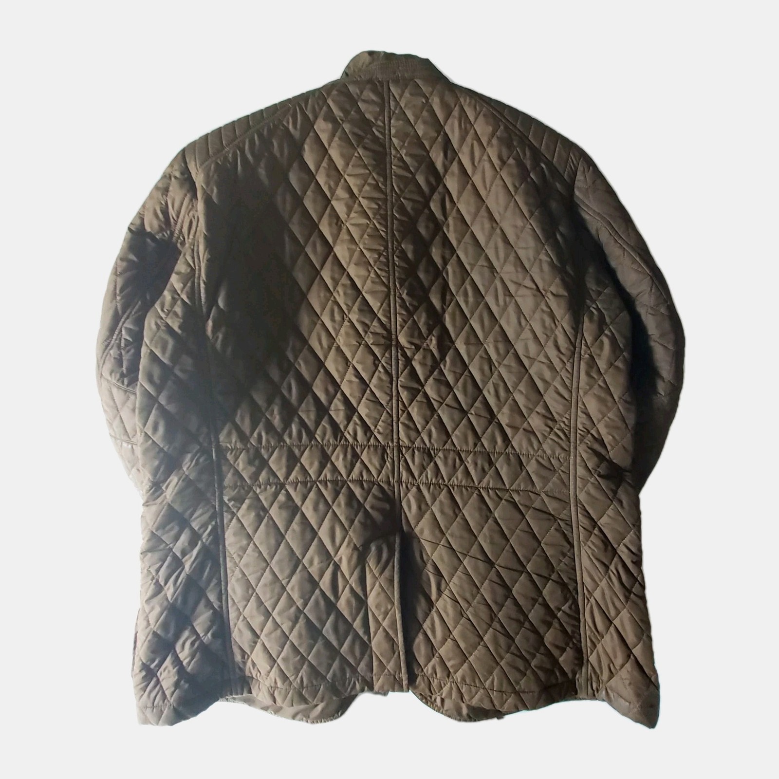 Belstaff Diamond Quilted Jacket Men XL Brown Padded Logo Pockets Zip