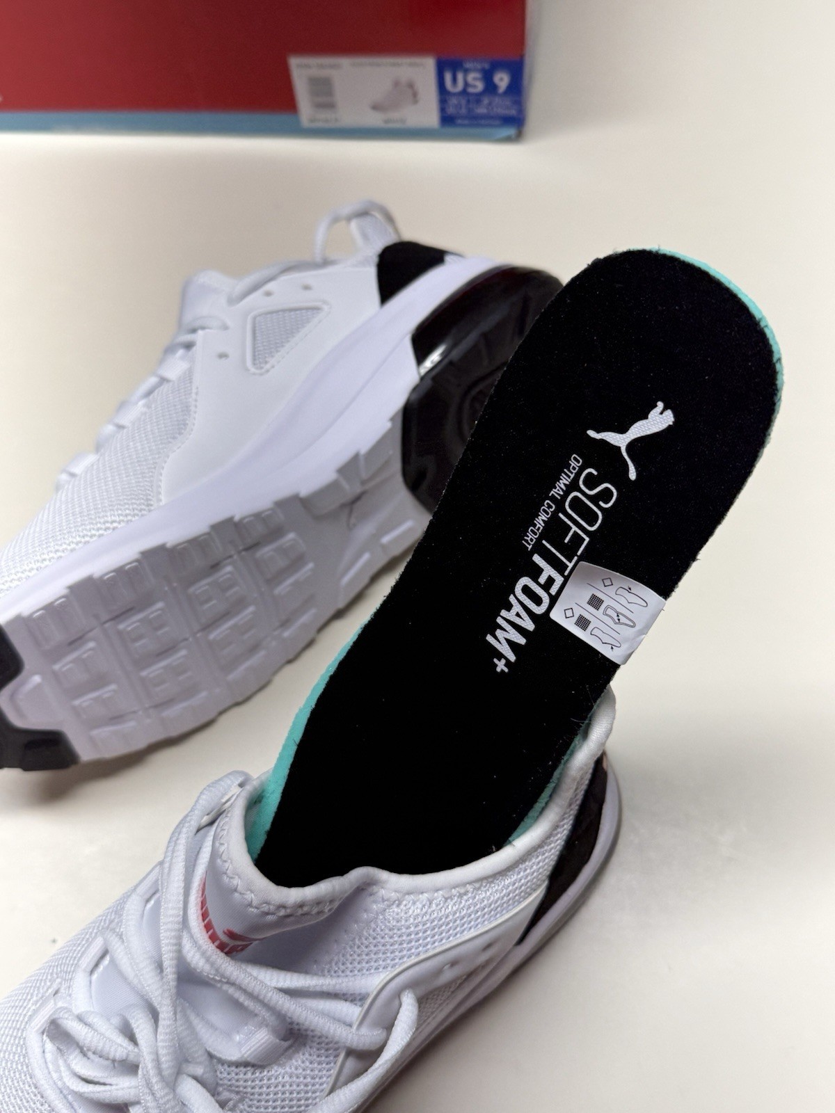 PUMA Electron Street Men’s Lace-Up Mesh Sneakers White/Black/Red 387760-27