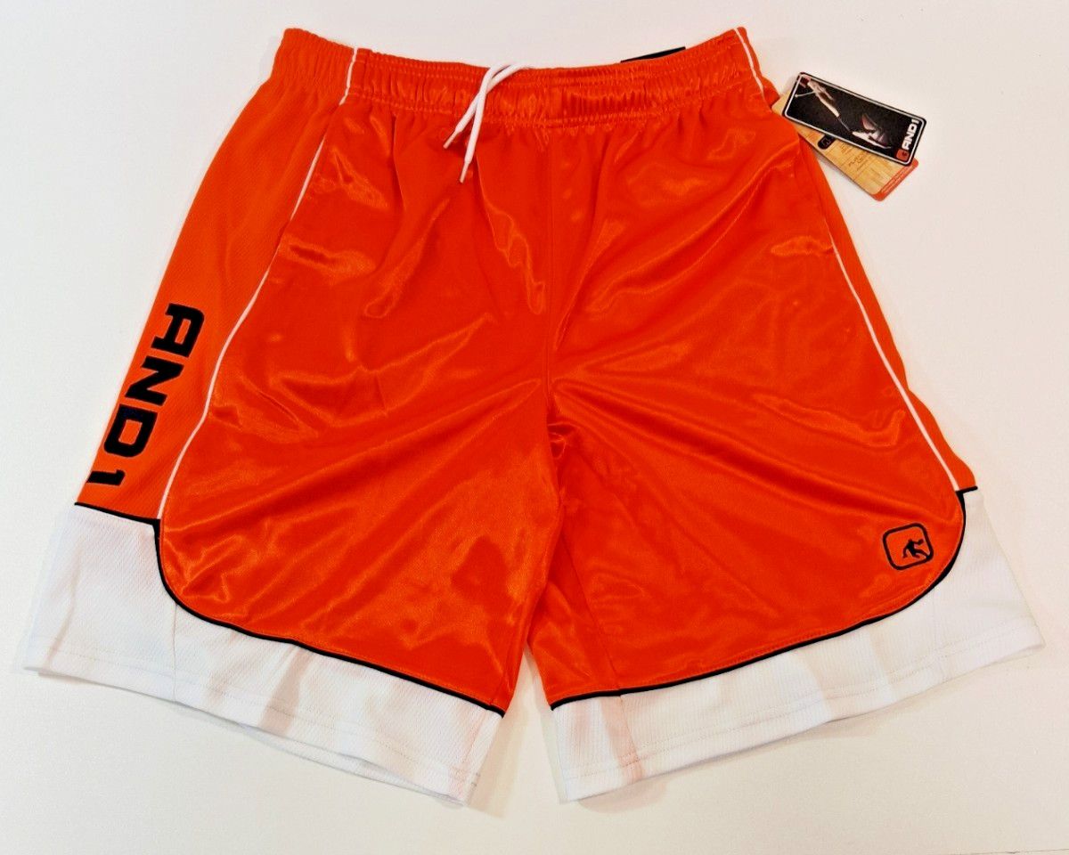 And1 Mens Shorts Basketball Gym 11″ Inseam Miami Orange White Black M L XL 2X3XL