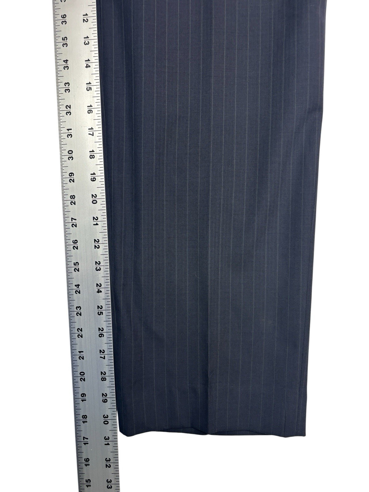 Jos A Bank 42R 36×31 Navy Blue Stripe 2pc Pant Suit Flat Front Wool Classic