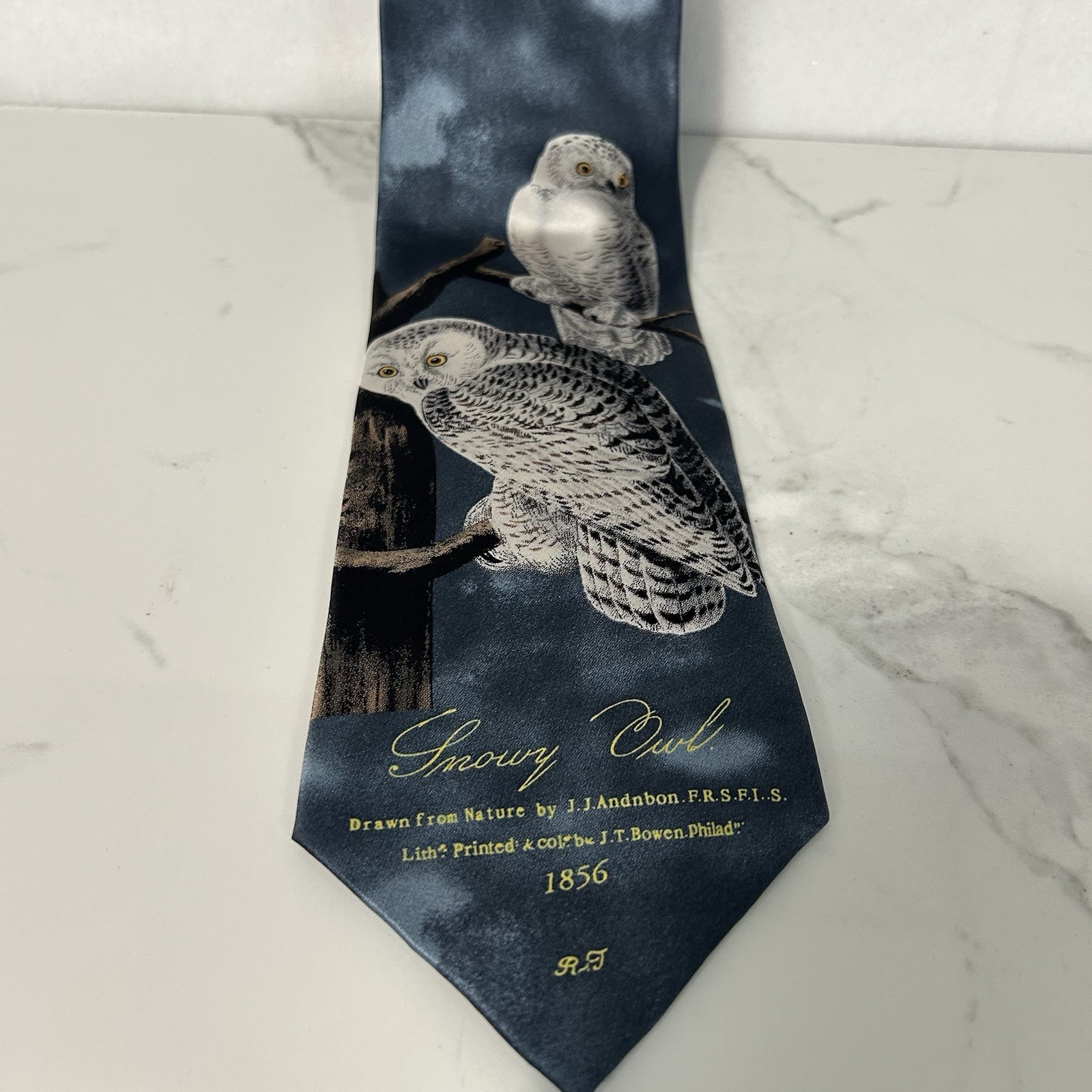 Museum Artifacts Tie 100% Silk Snowy Owl 1856 Audubon John James Novelty Neck
