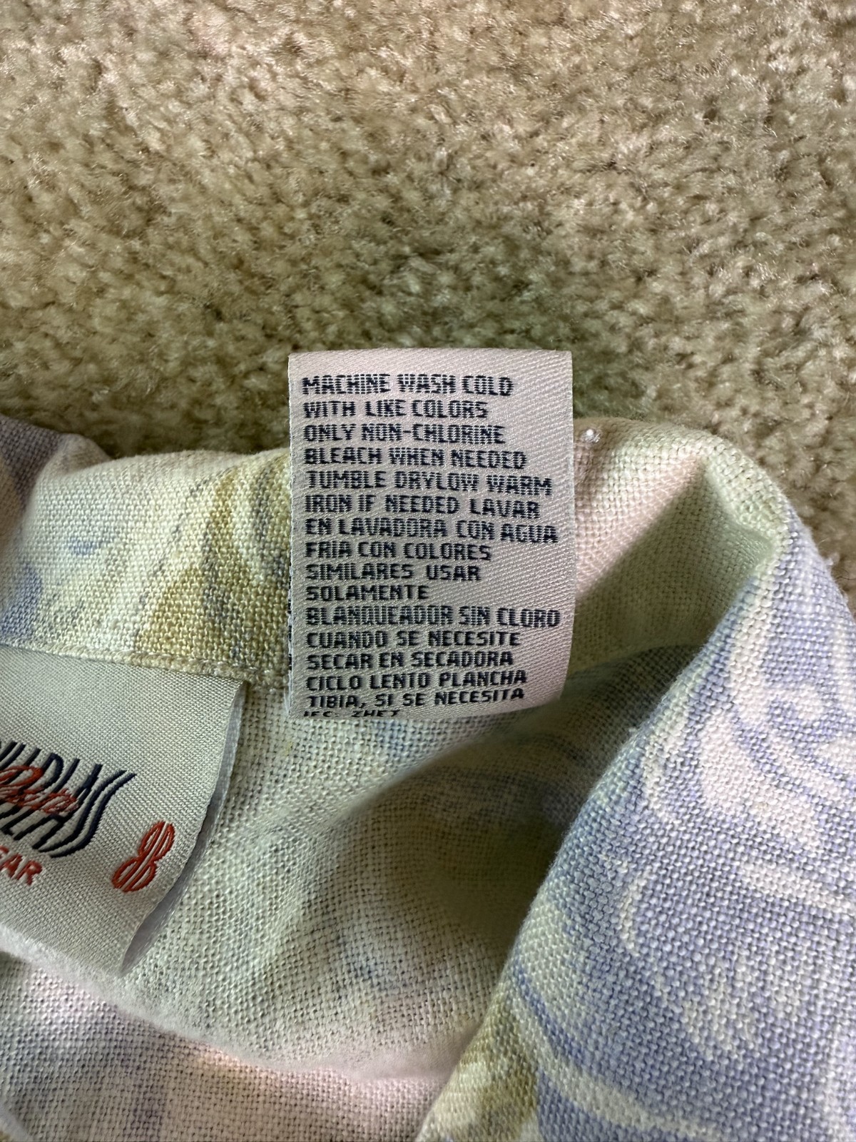 Bill Blass Jean Jacket Size PM Medium Linen Blend Floral Print Pastel Blue D488