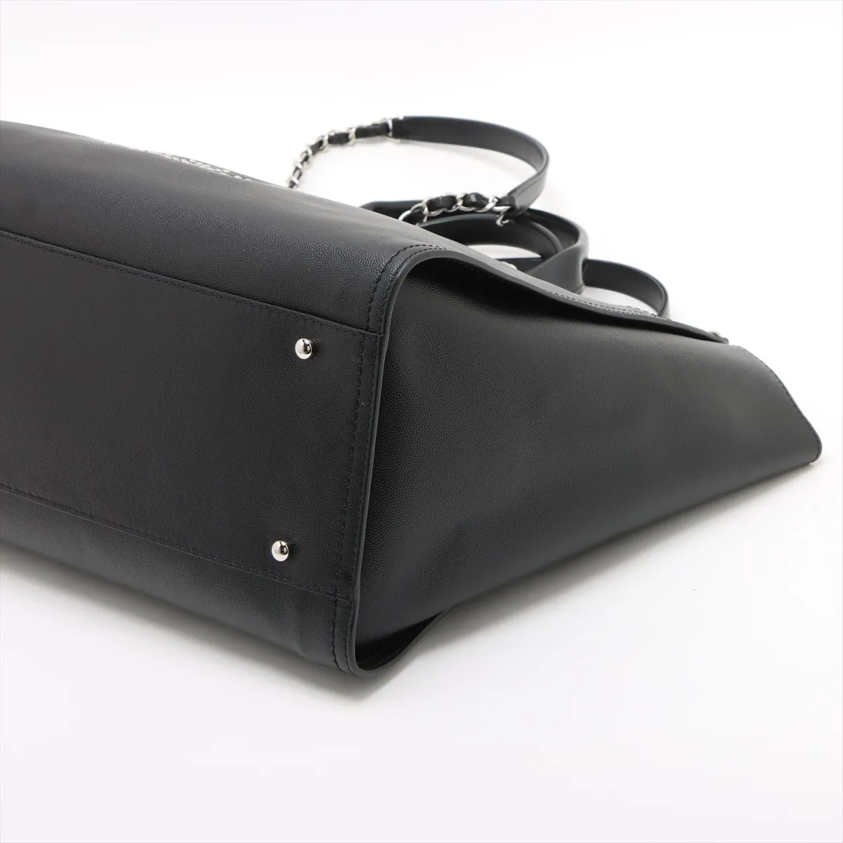 Chanel Deauville GM leather x studs 2 Way Tote Bag Black Silver Metal Fittings 2