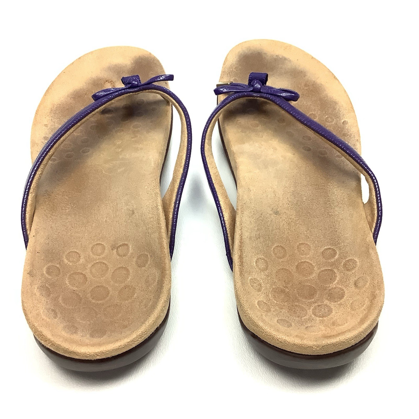Vionic Bella II Lizard Purple Sandals Women 8 Thong Slide Flip Flop Bow Beach