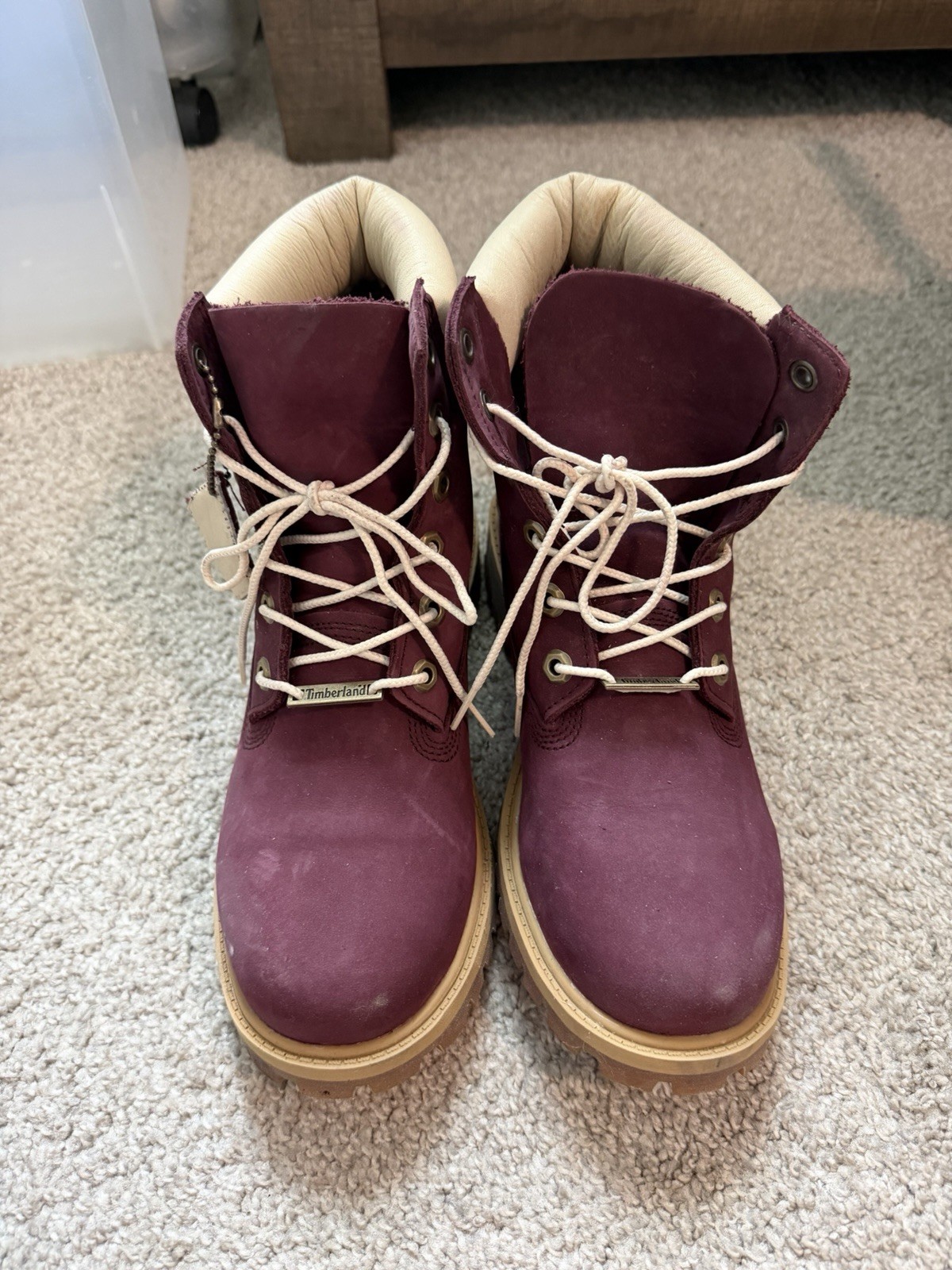Timberland 6-Inch Boot Kids Leather Lace-Up Ankle Burgundy 6.5 M A1QJW