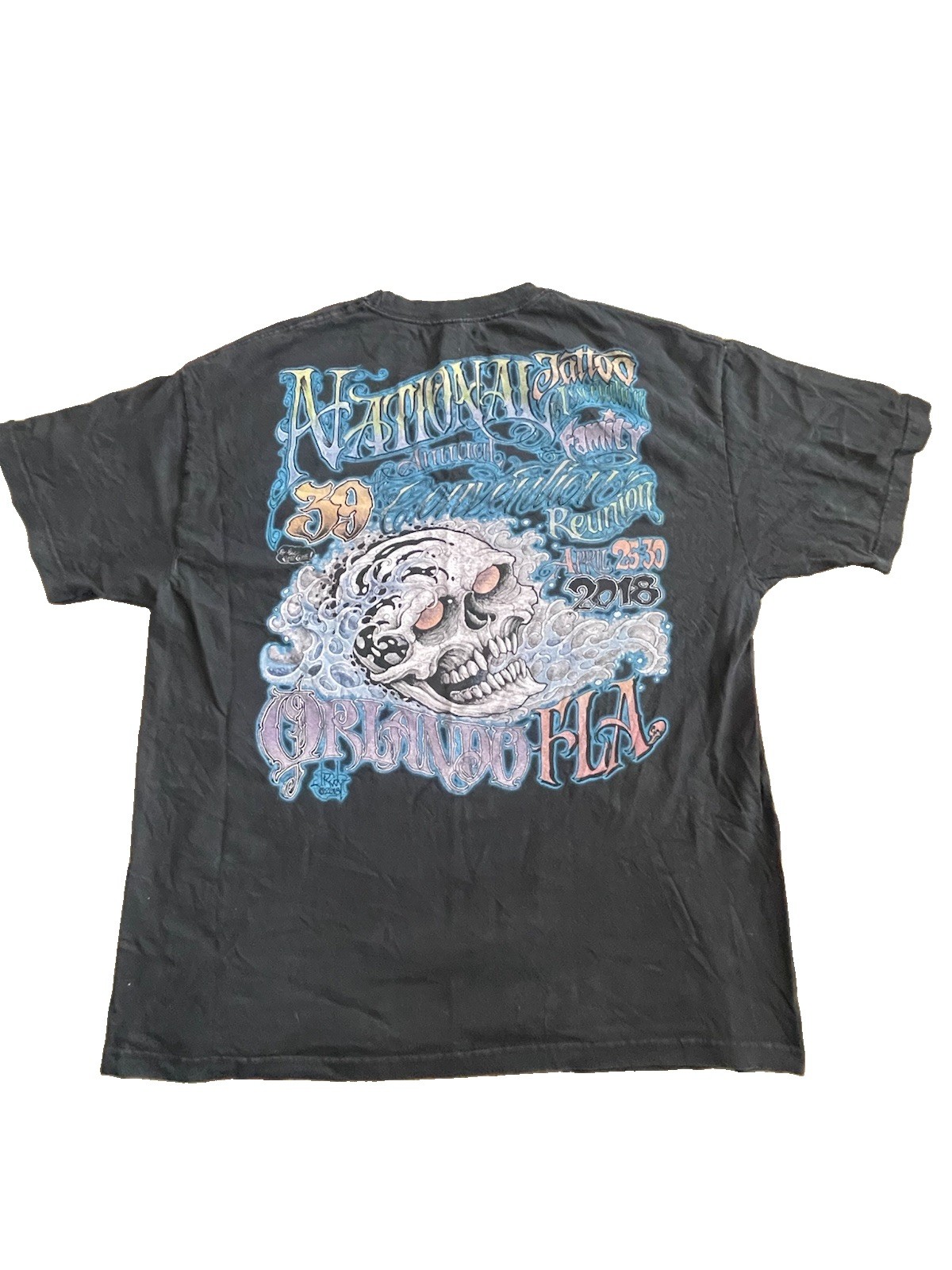 Nationals 39 Original Tattoo Family Reunion 2018 T-Shirt XL Black Skull Graphic